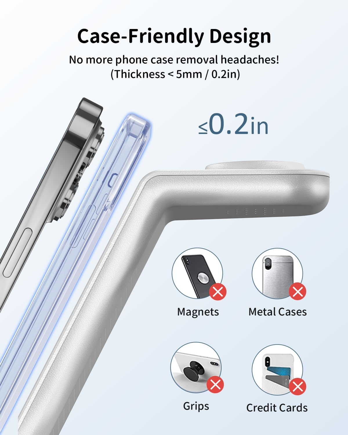 Thumbnail 2 de GEEKERA 3-in-1 Wireless Charging Station (Silver) for iPhone, Apple Watch & AirPods
