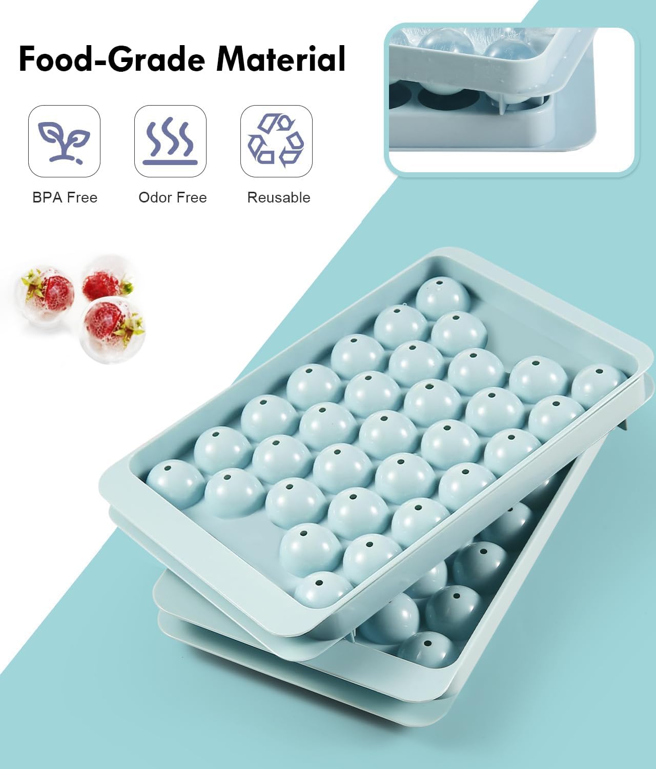 Thumbnail 2 de Ice Cube Tray with Lid and Bin – Round Ice Cubes 62
