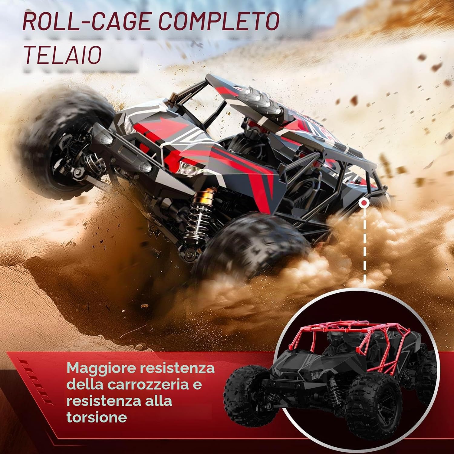 Detalle 2 de Womaqu Macchina Telecomandata Professionale 1:14 – 4WD Brushless, Roll Cage e Telaio Rinforzato