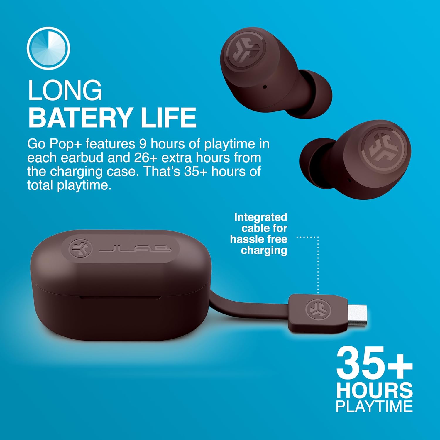 Thumbnail 5 de JLab Go Air Pop+ True Wireless In-Ear Bluetooth-Kopfhörer mit Mikrofon, Dual Connect und EQ3 Sound
