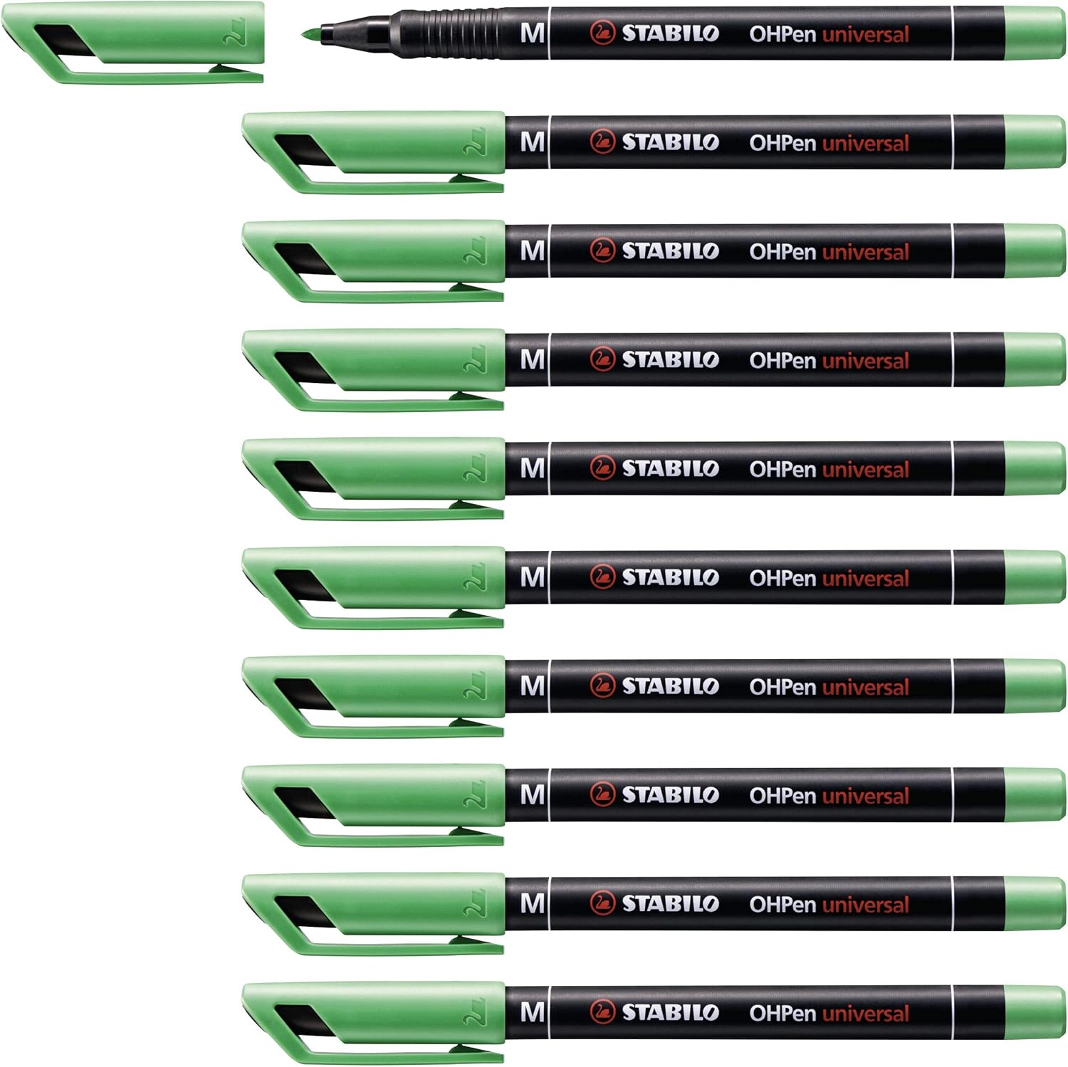 Detalle de STABILO OHPen universal Permanente – Marcatore a tratto medio 1 mm, confezione da 10 in nero