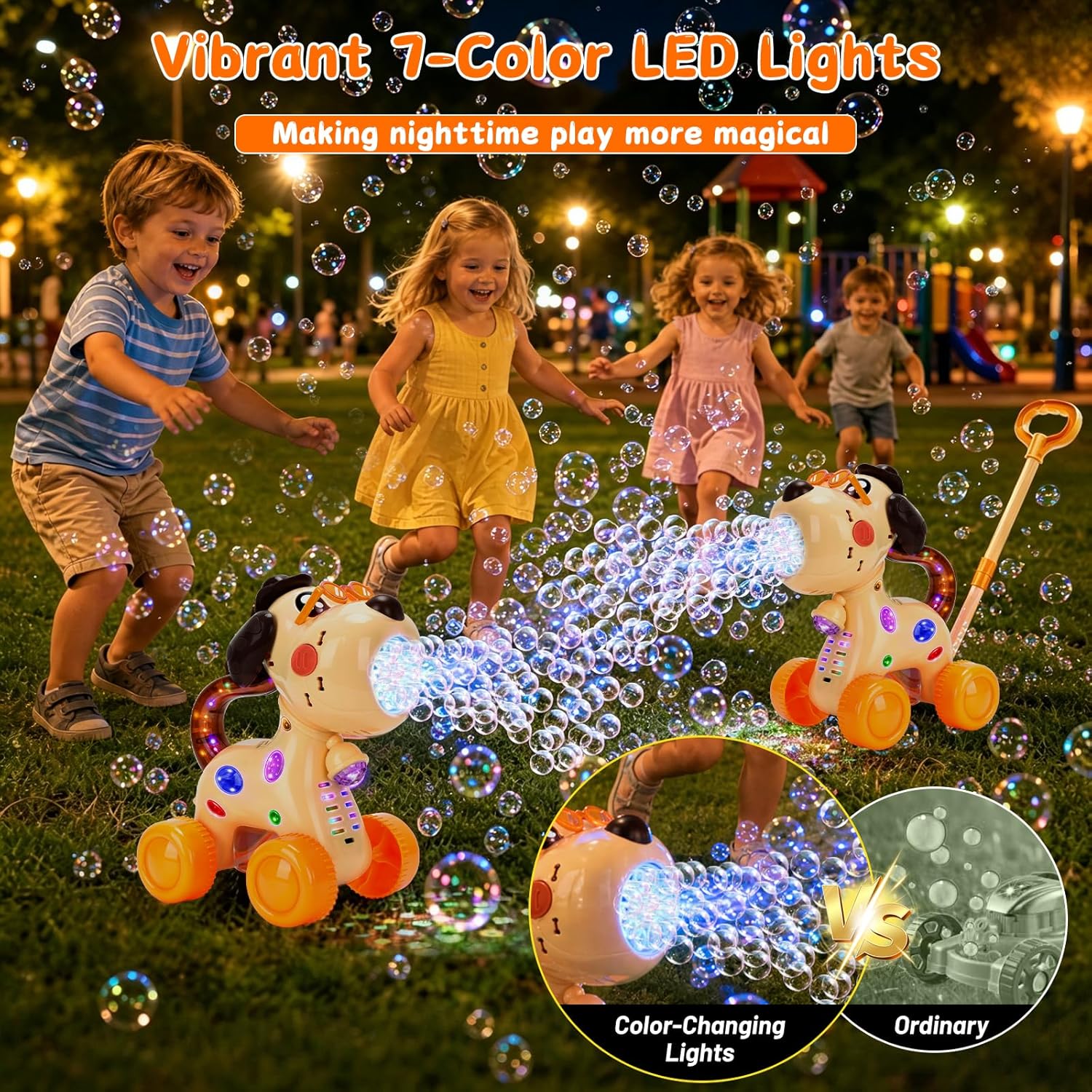 Detalle de QASUN Toys: Bubble Machine for 2–5 Year Olds with Lights, Dual Modes and 15000+ Bubbles/Min