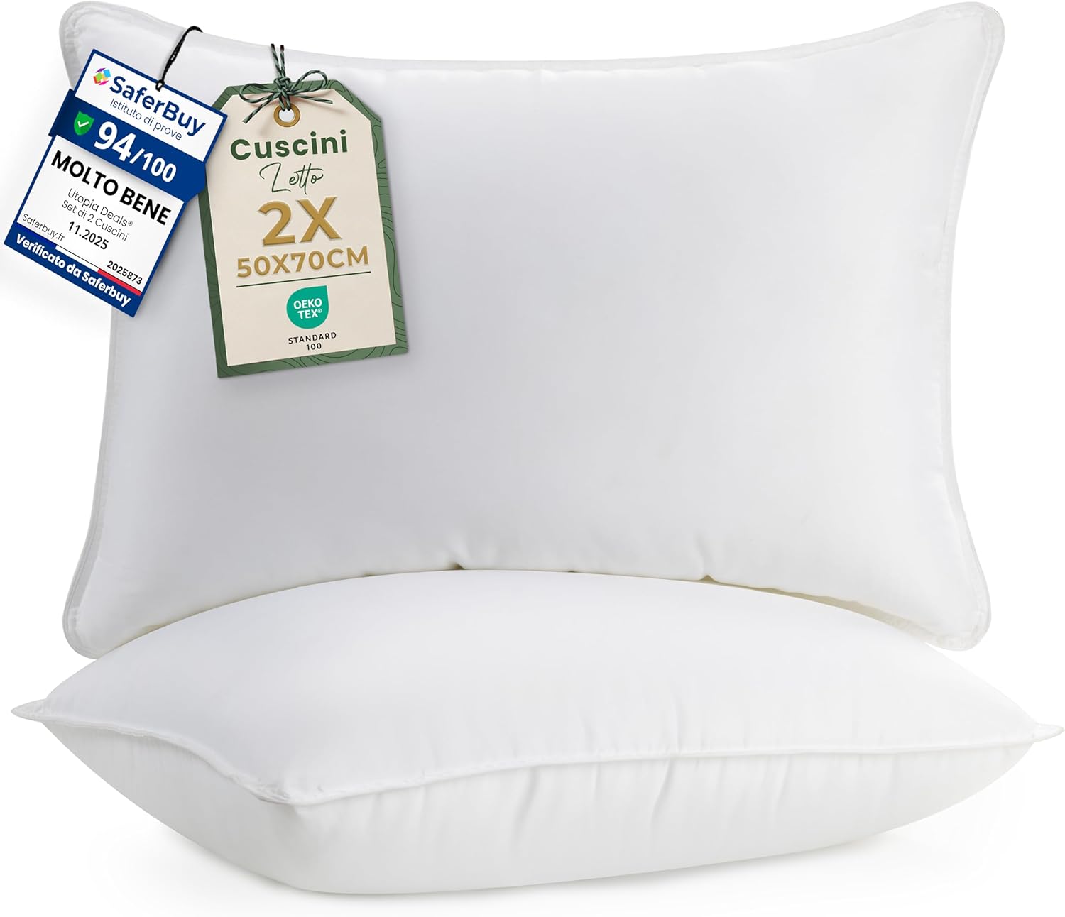 Utopia Bedding Cuscini 50x70 set da 2 – guanciali in fibra