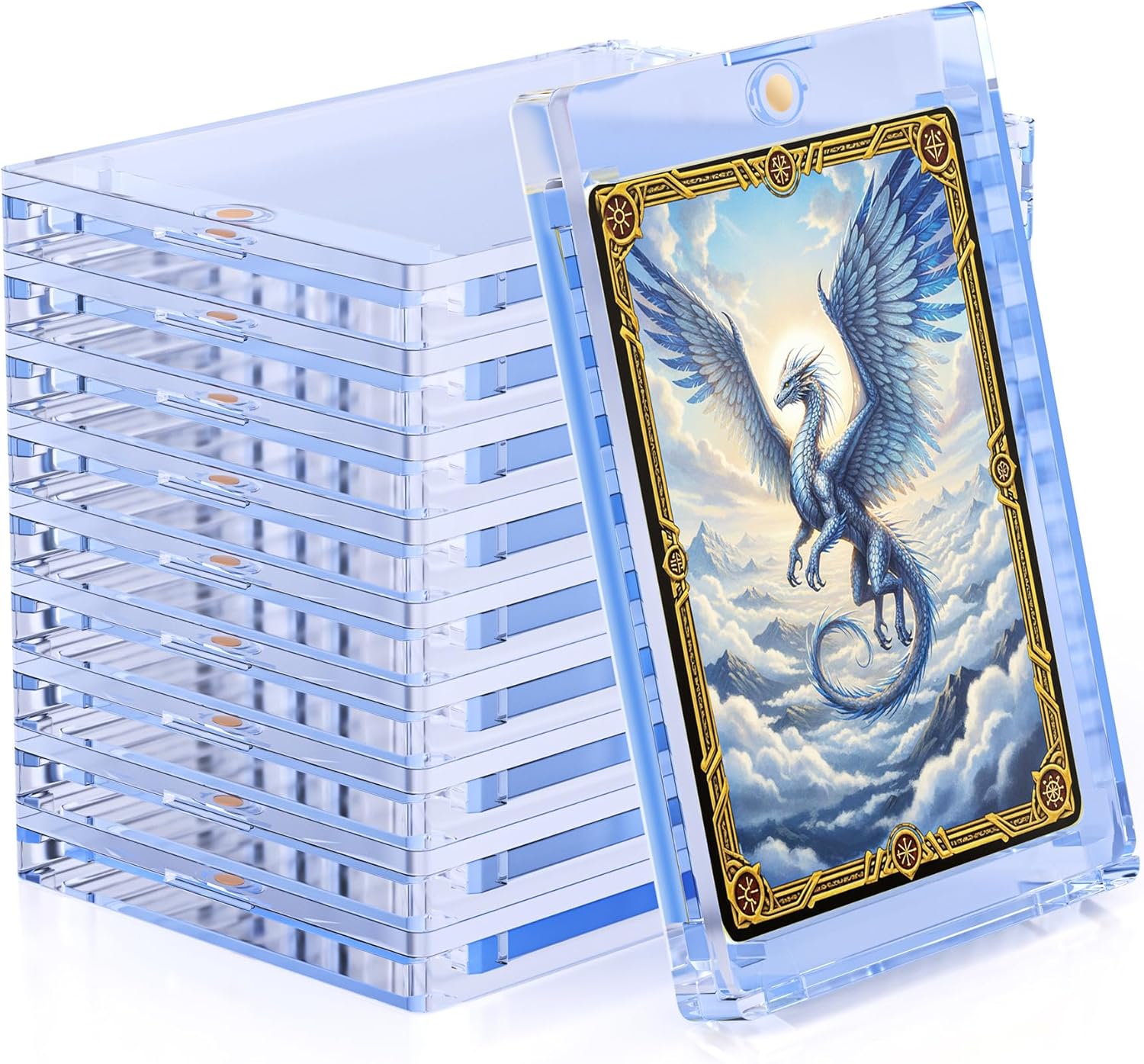 Detalle de Wigearss 10 Stück 130PT Magnetischer Kartenhalter – Schutzhüllen mit UV-/Blue-Ray-Schutz für MTG, Yu-Gi-Oh!, Magic und Sportkarten