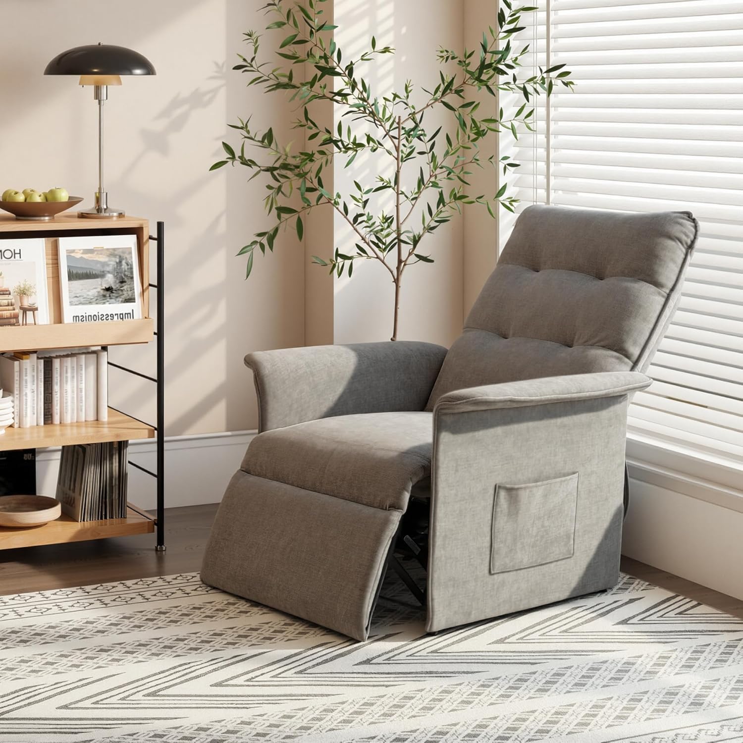 Detalle de FLEXISPOT Poltrona Relax Elettrica con Schienale Regolabile – Poltrona TV Regolabile con Funzione Recliner, Grigio Chiaro