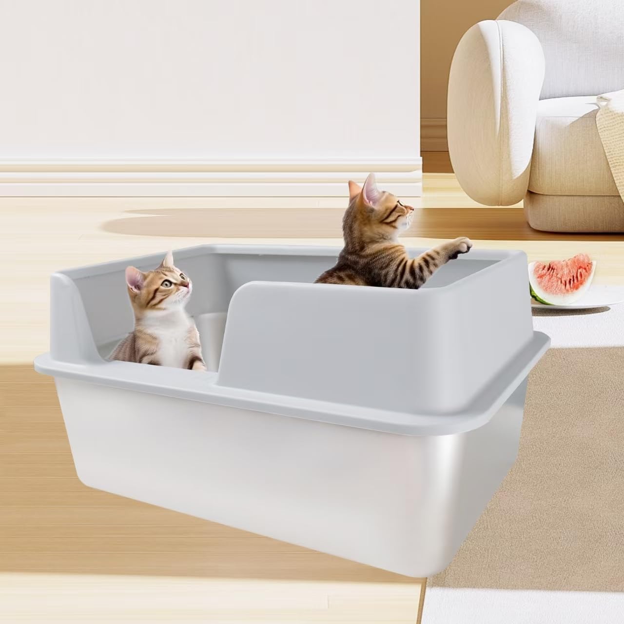 Thumbnail 2 de Katzenklo XXL Edelstahl 50×35×25 cm 🐾