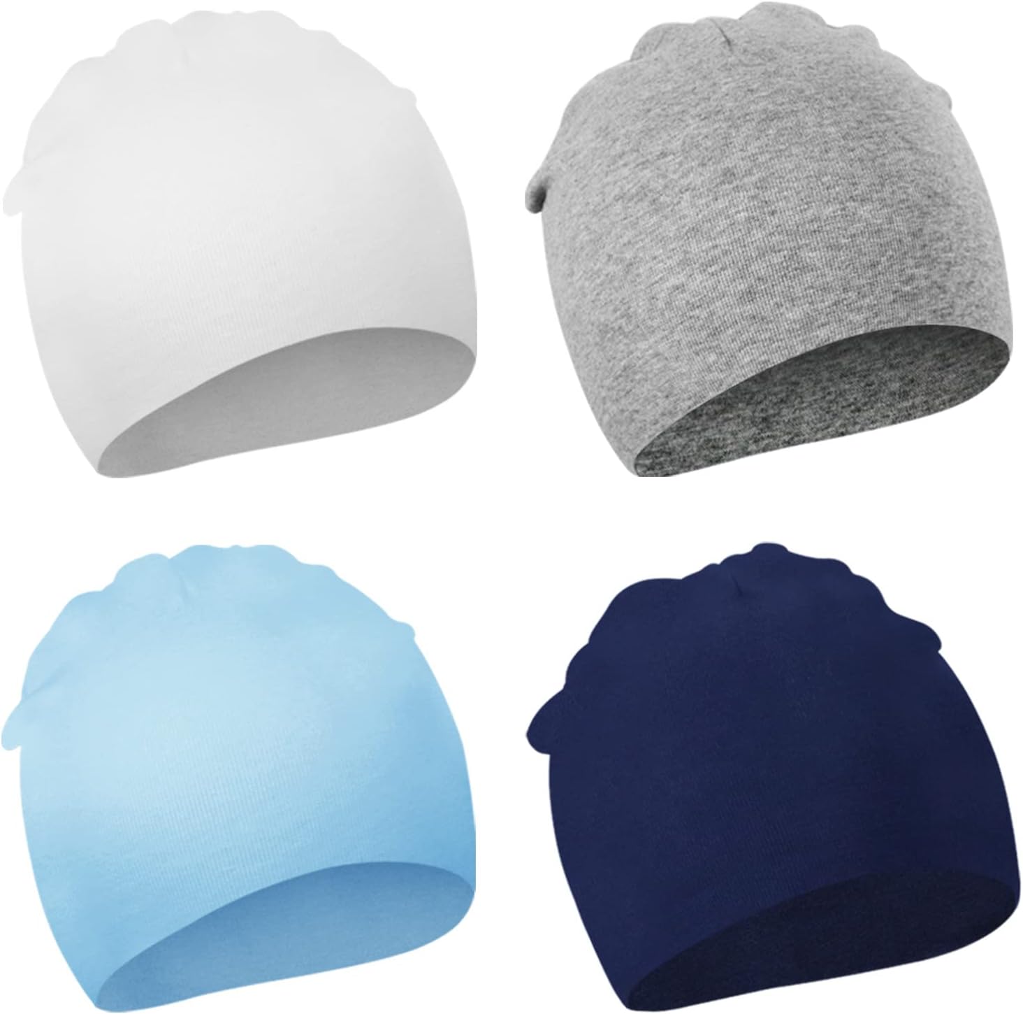 Thumbnail 1 de DRESHOW 4 Pieces Baby Beanie Knit Hats — Soft Cotton-Poly Blend for Newborns and Toddlers