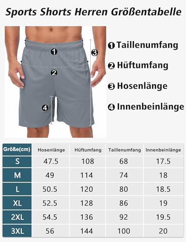 Detalle 2 de Kuzwinds Pantalón corto de deporte para hombre 5 piezas – Secado rápido, bolsillos con cremallera
