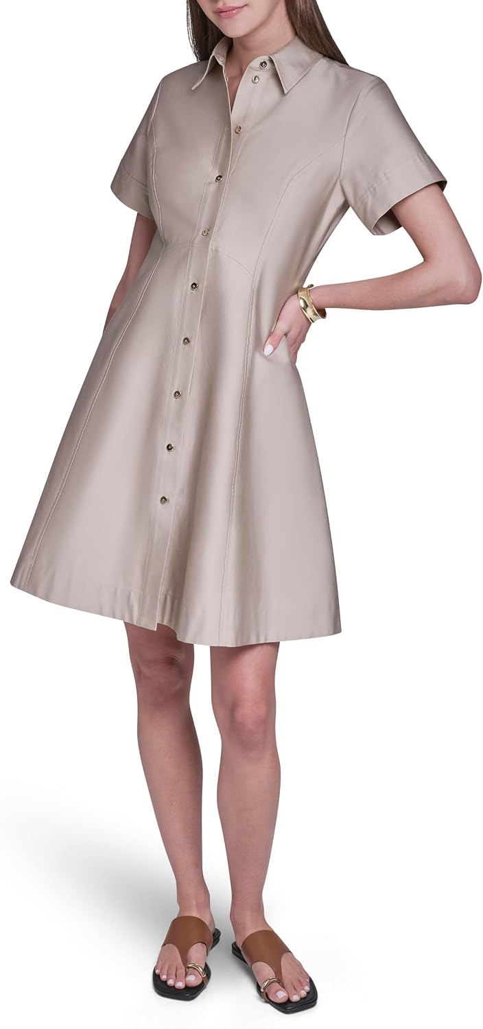 Detalle de Halston Women's Shirt Dress in Cotton Sateen