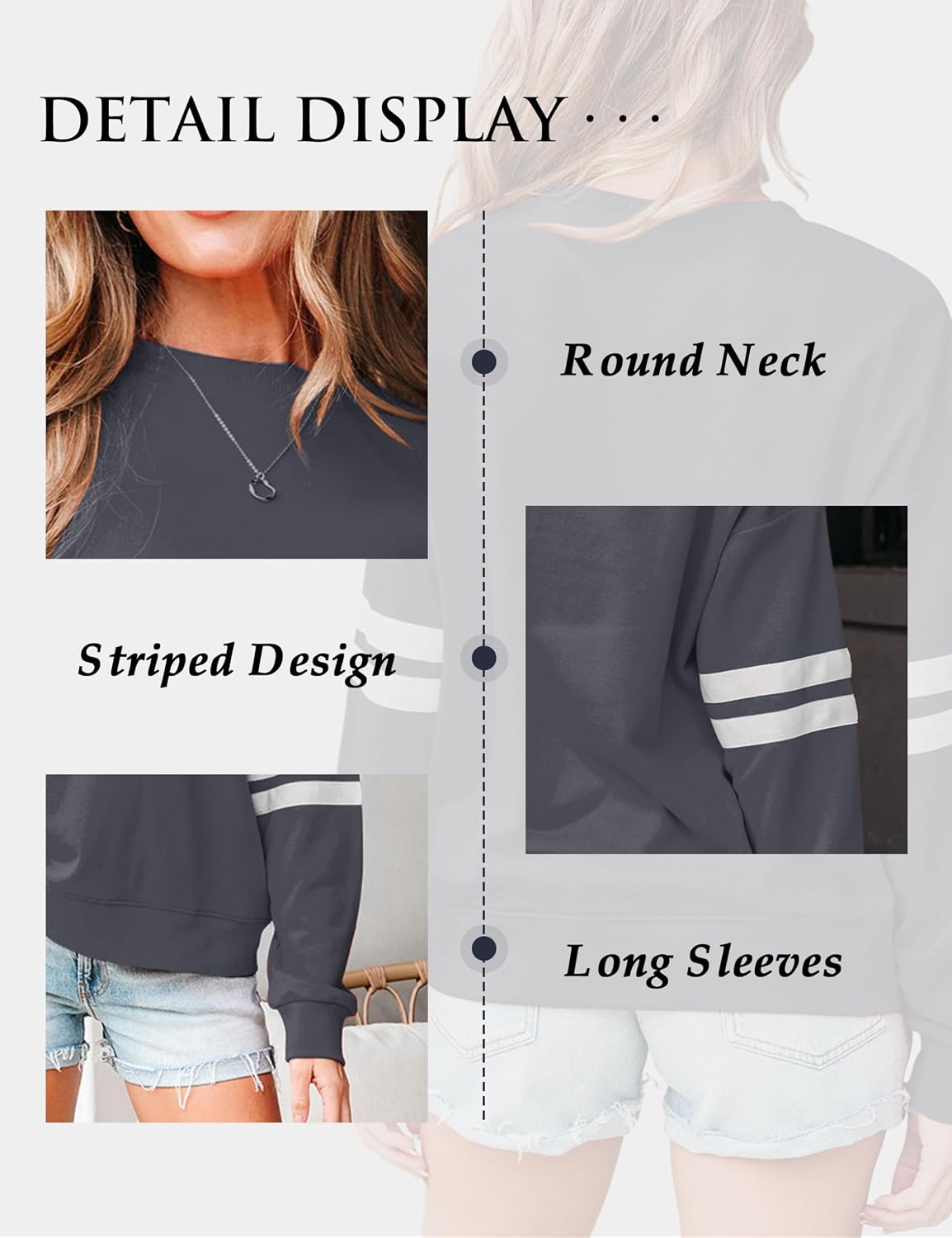 Thumbnail 5 de EARKOHA Women's Striped Sweatshirt
