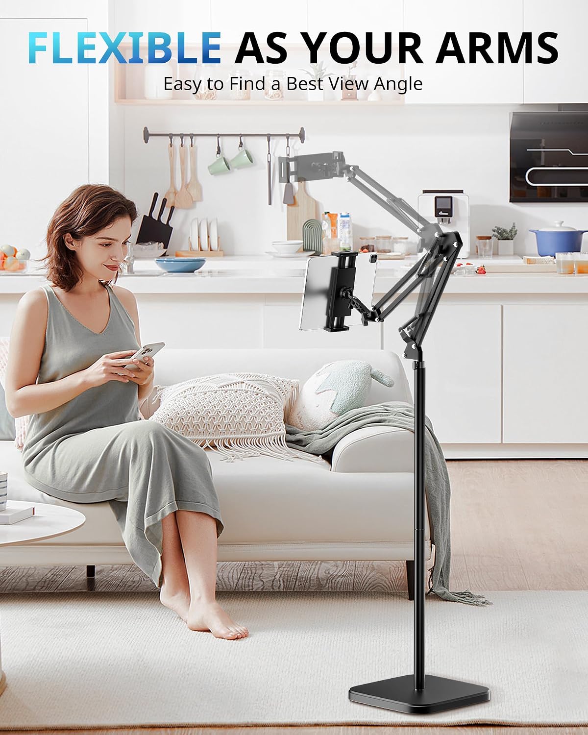 Detalle de UBeesize Tablet Stand Holder for Bed & Floor (Adjustable, 360° swivel, stretchable arm) for iPad, Kindle & phones
