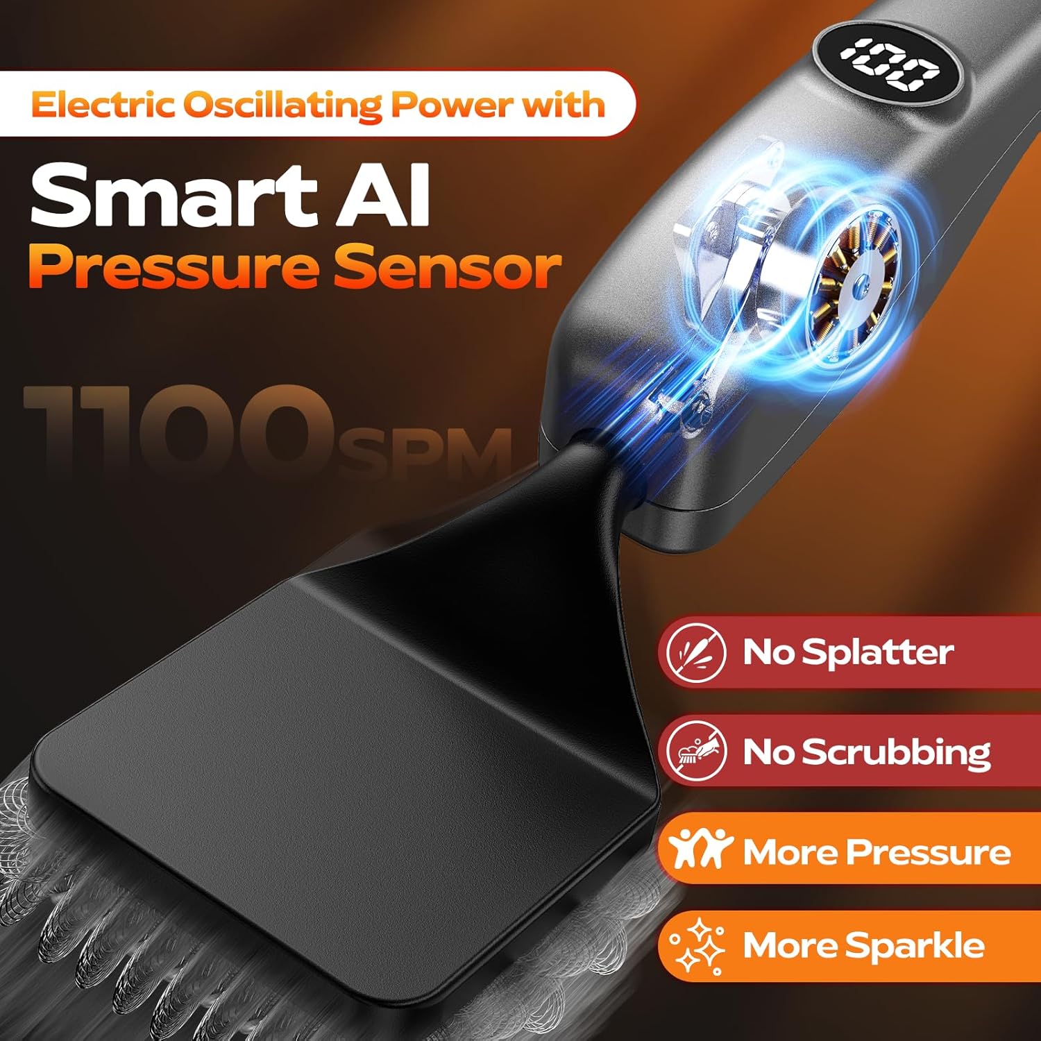 Thumbnail 5 de Reciprocating Electric Grill Brush (3 Heads) by KSNLM — Fire-Resistant, Cordless Grill Cleaner