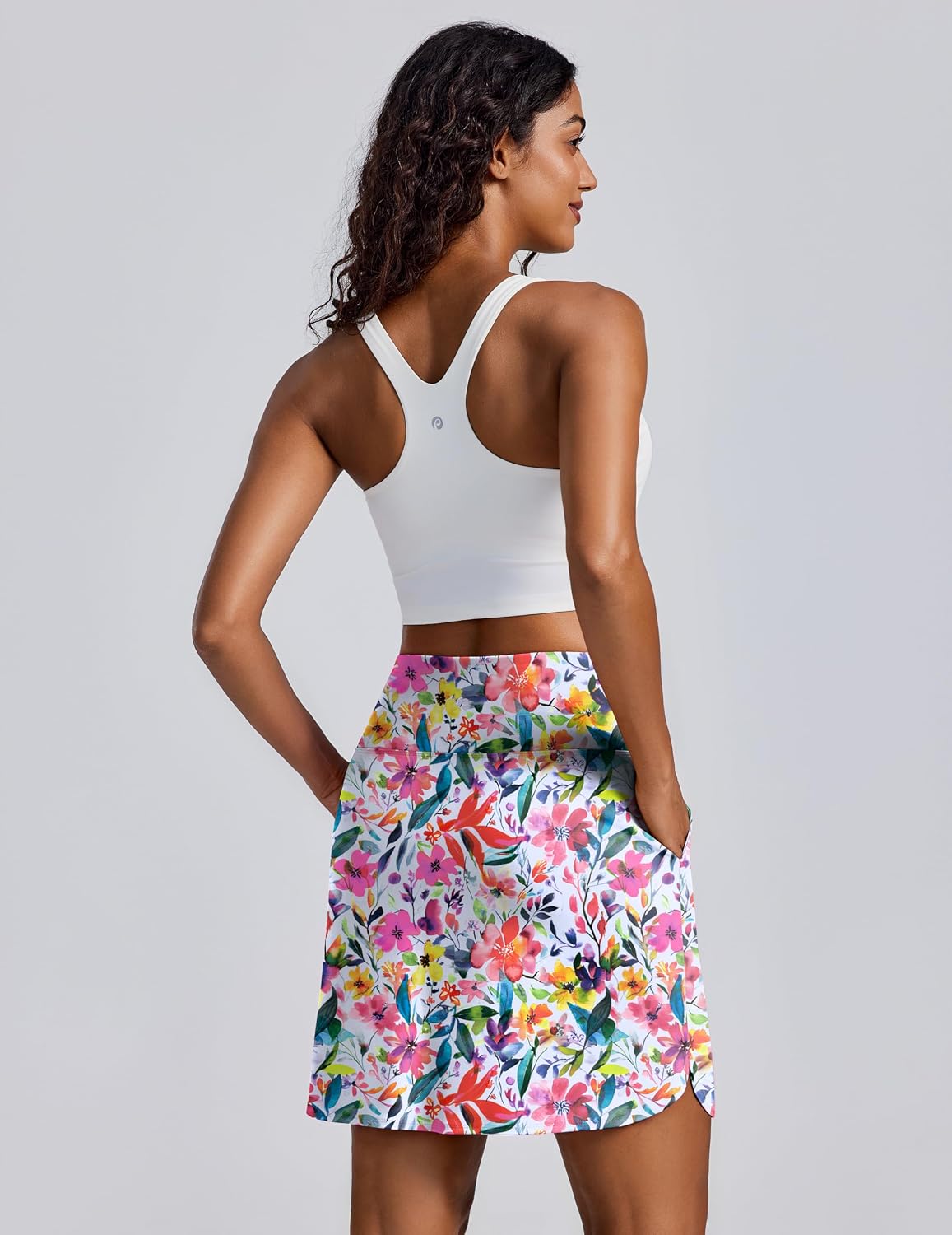Detalle de PINSPARK 18" Skorts for Women – Above Knee, 3 Pockets, UPF 50+, High-Waist with Built-In Shorts