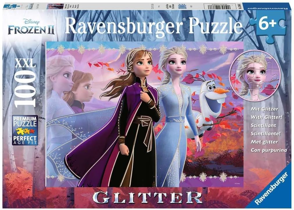 Detalle de Ravensburger Kinderpuzzle 12868 Starke Schwestern – Disney Frozen, 100 XXL-Teile, Glitter, ab 6 Jahren