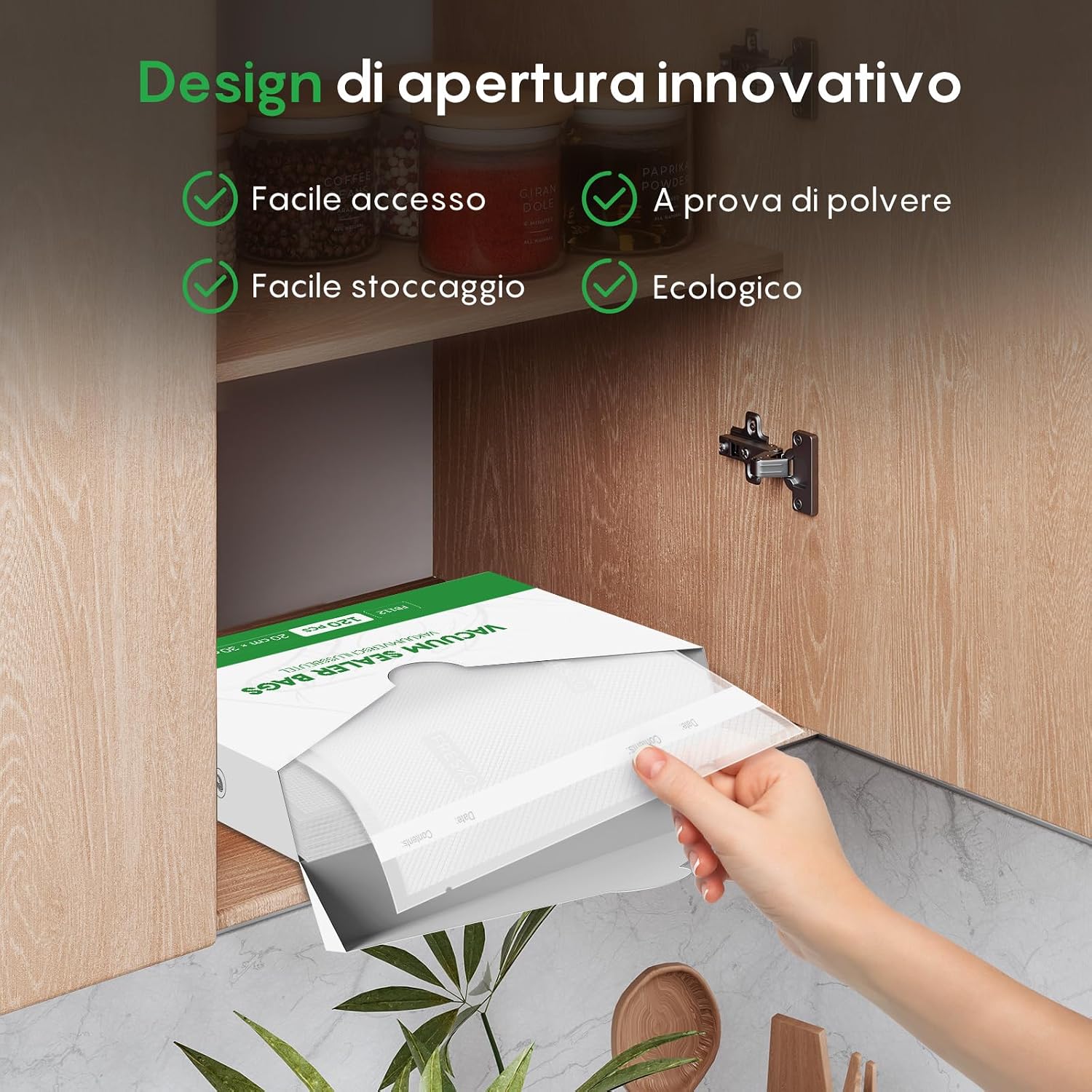Detalle de FRESKO Sacchetti Sottovuoto Alimenti 120 pezzi 20x30 cm, senza BPA e approvati FDA