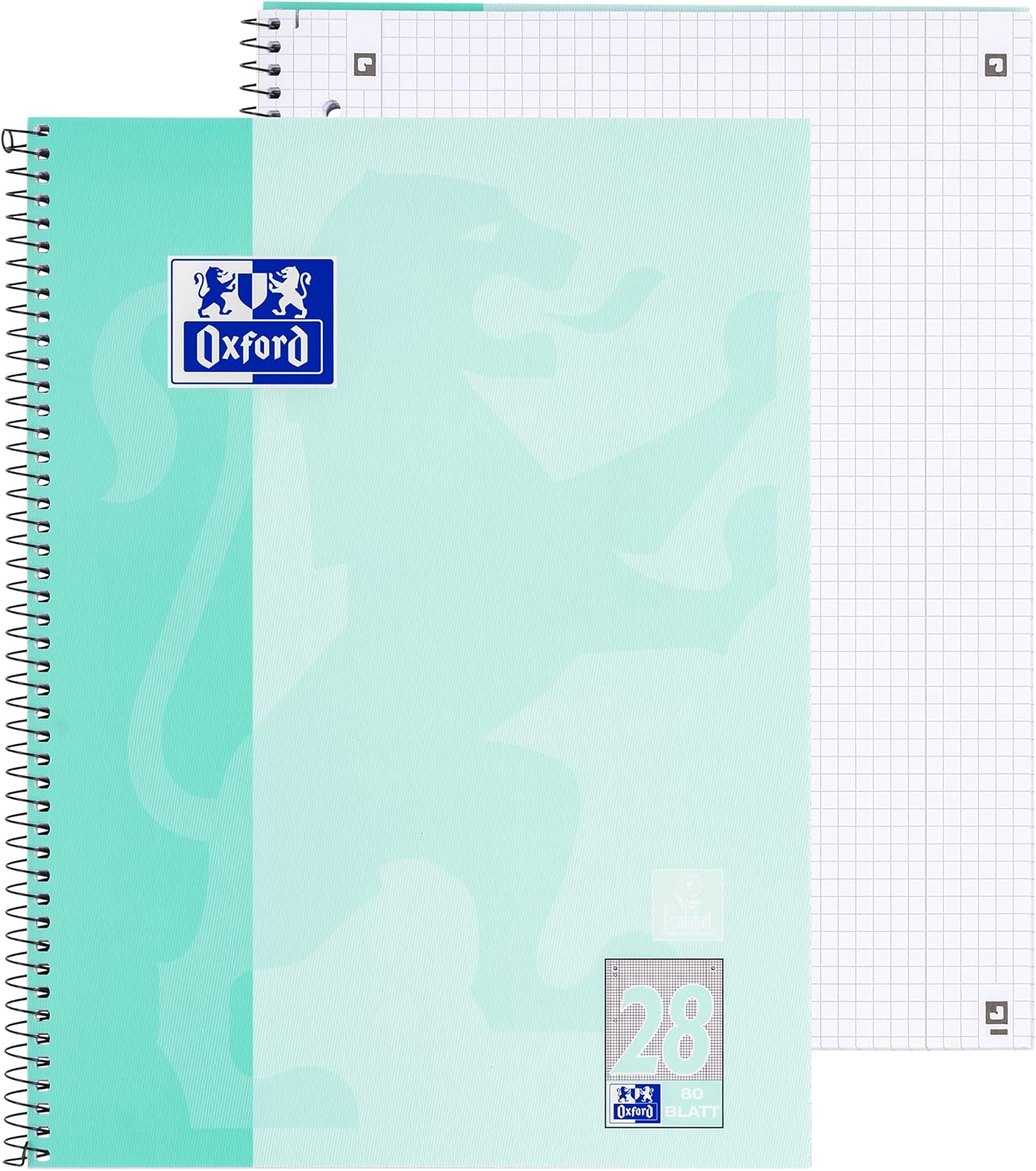 Thumbnail 1 de Oxford Collegeblock A4 kariert, 80 Blatt, gelocht, mint – 5 Stück