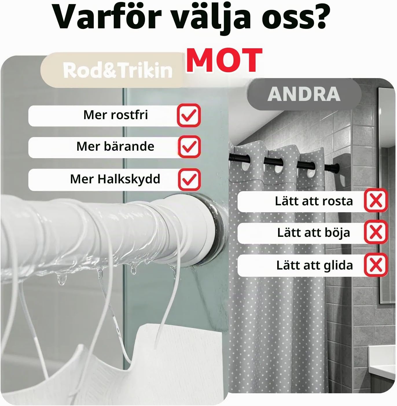 Thumbnail 5 de Rod&Trikin teleskopisk spänningsstång i rostfritt stål, silverfärgad