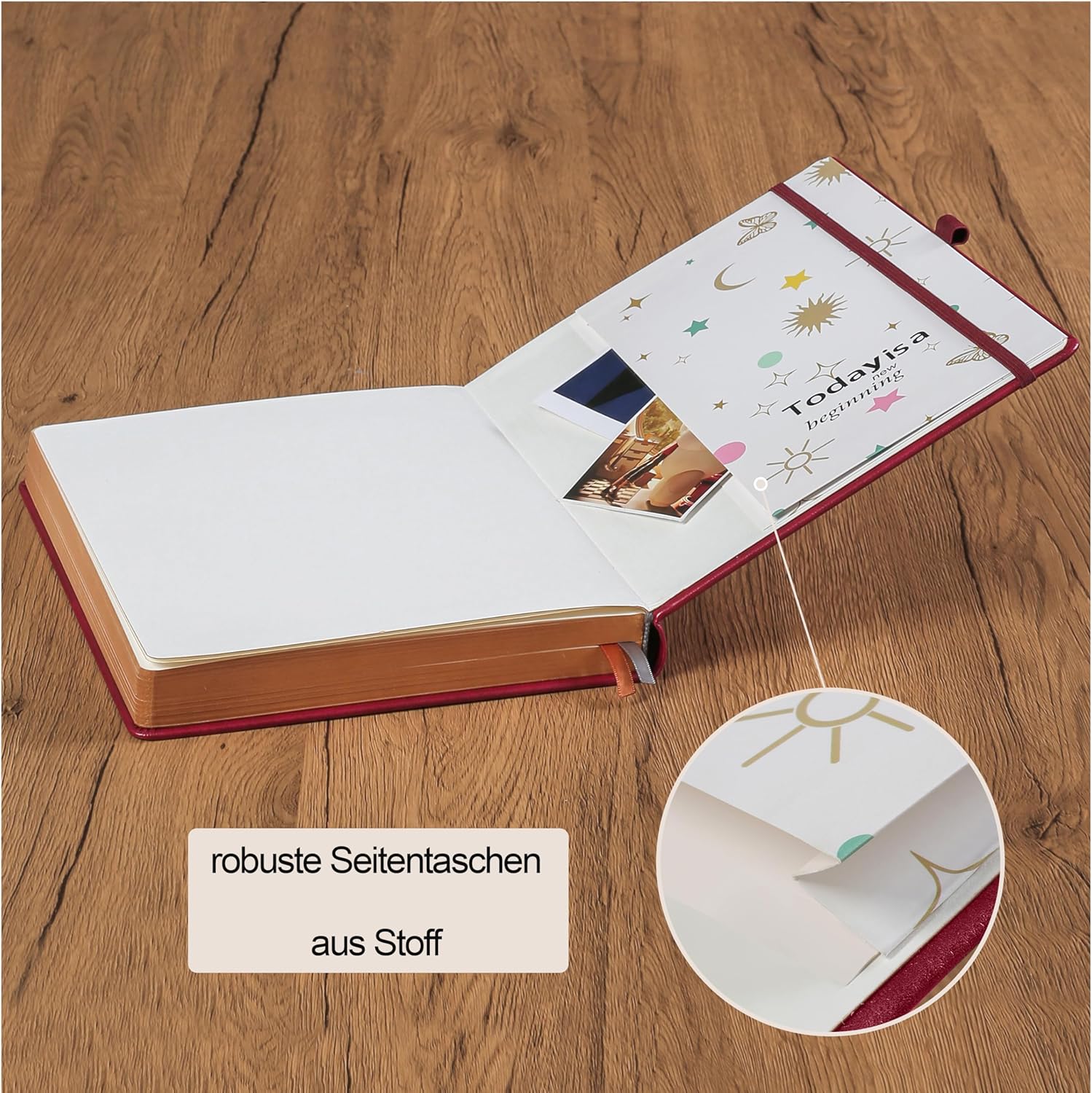 Thumbnail 2 de HwxBen Notizbuch 14,5 x 21 cm liniert mit 360 Seiten – Tagebuch im PU-Leder-Hardcover (Weinrot)