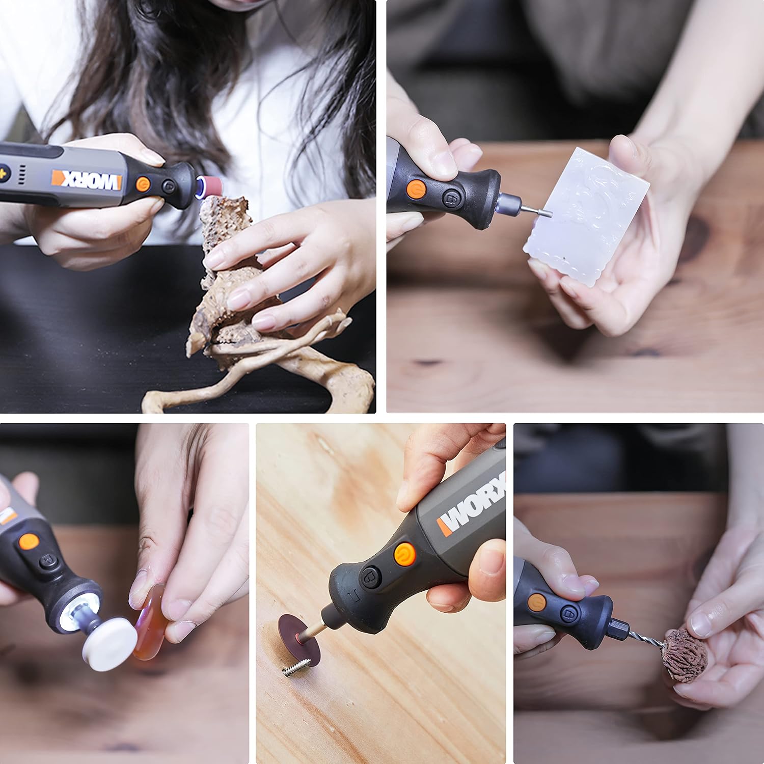 Detalle 2 de WORX 8V Utensile Rotativo Cordless WX106 con 23 accessori, controllo velocità e pinza 3,2 mm