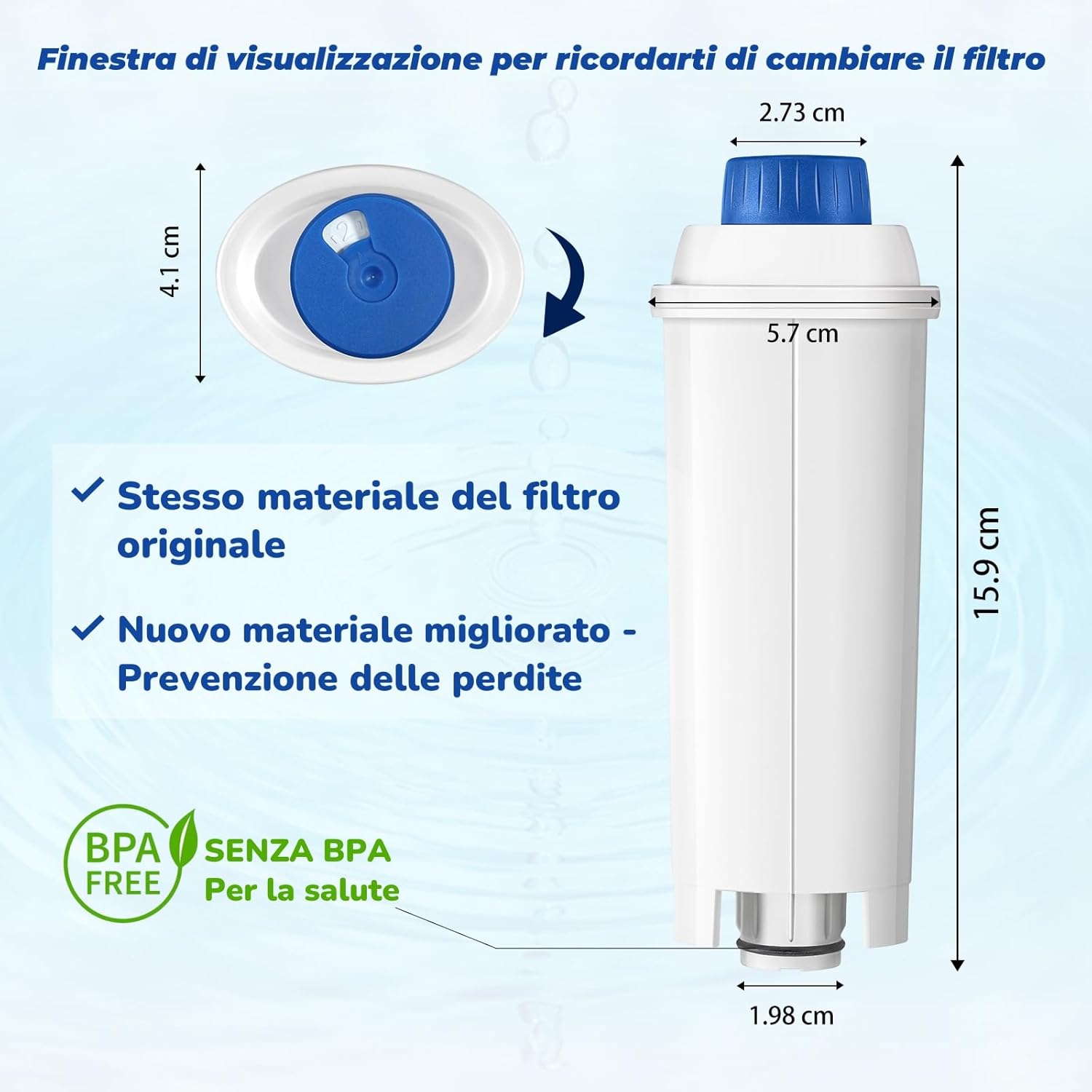 Thumbnail 2 de Mutital filtro acqua di ricambio per macchine da caffè DeLonghi DLSC002 / SER3017 / 5513292811 (4 pezzi)