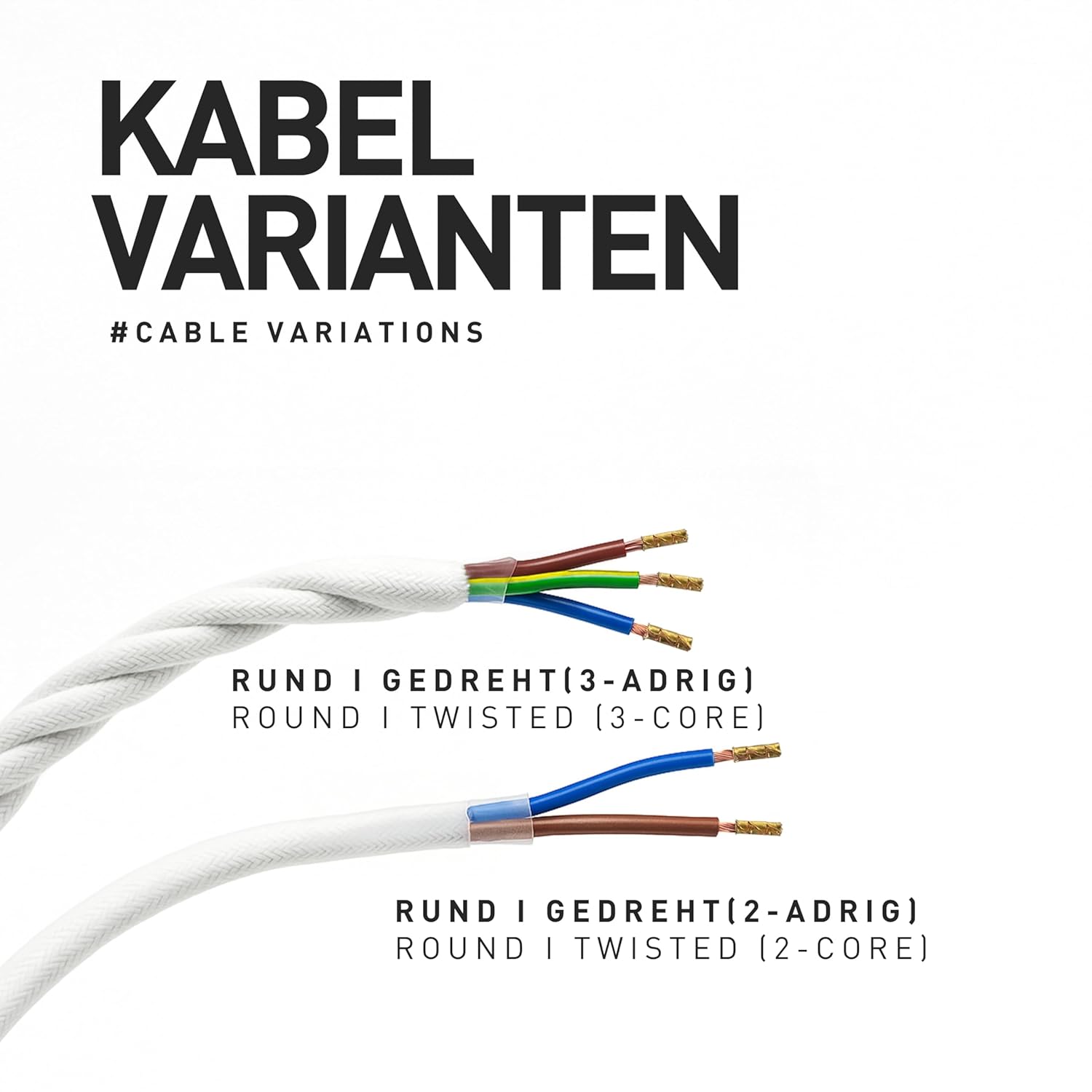 Thumbnail 5 de smartect Textilkabel Jute, Vintage Lampenkabel aus Stoff (50 Meter) – 3-adrig, 3 x 0,75 mm²