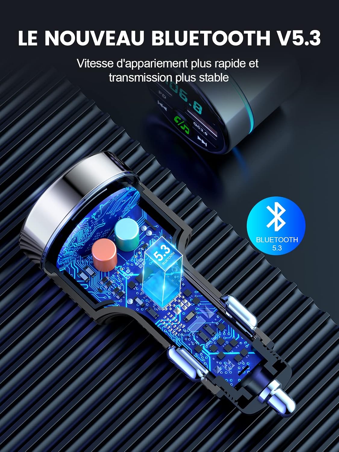 Thumbnail 5 de Mohard Bluetooth 5.3 FM-zender van metaal met PD 30 W en QC3.0