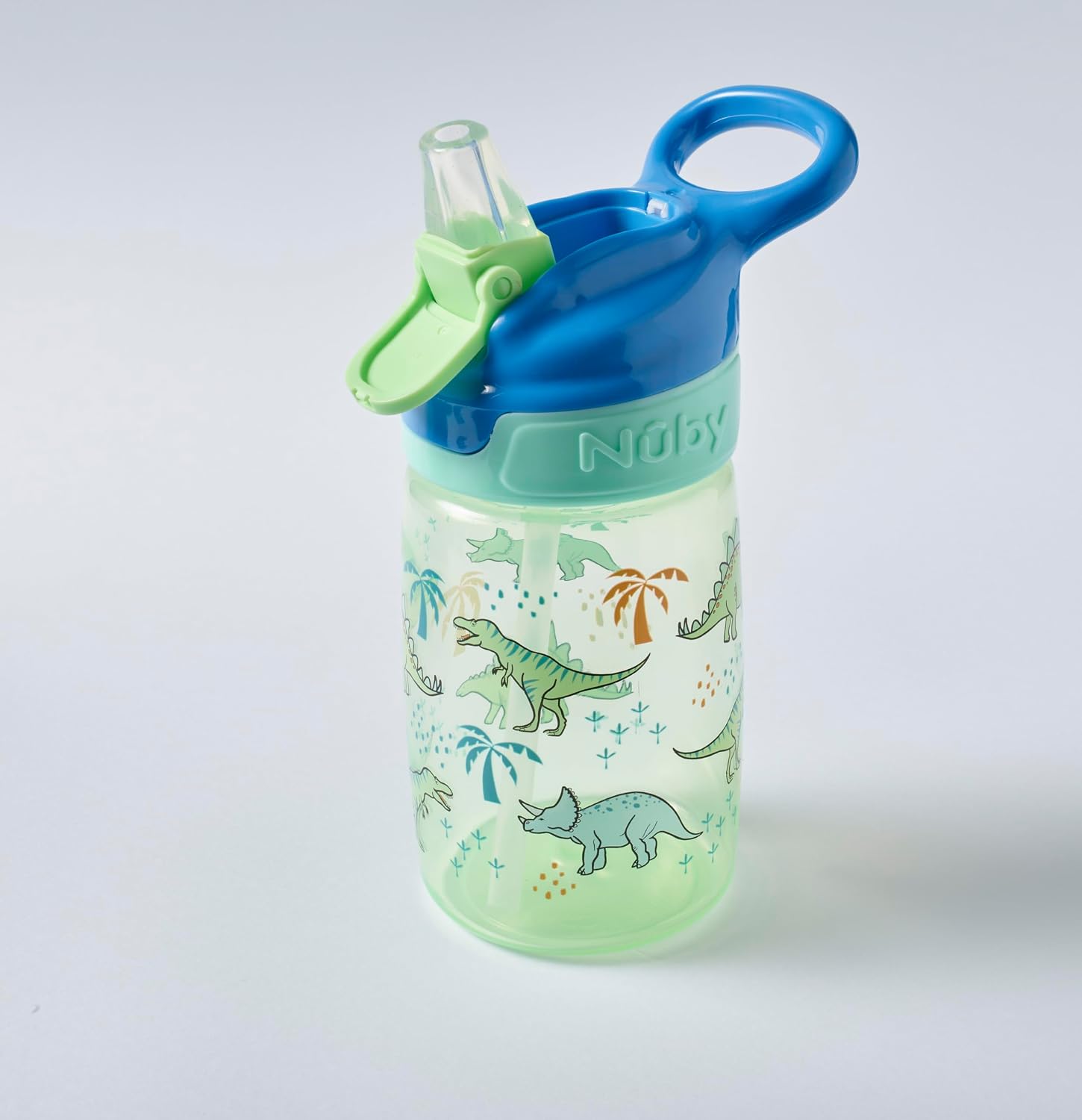 Detalle de Nuby Incredible Gulp Water Bottle - No Spill Active Toddler Sippy Cup (360ml) — Jurassic Edition, Pack of 2