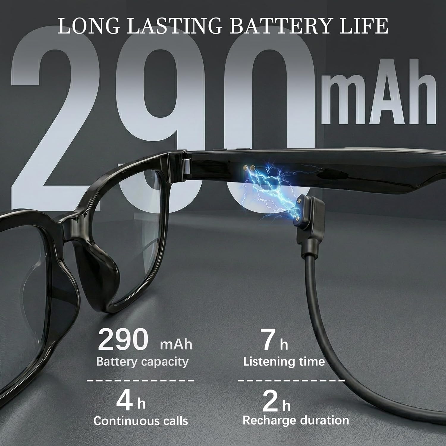 Thumbnail 4 de EarlySincere 4K Smart Camera Glasses with ChatGPT AI, Live Translation & Bluetooth Audio (Blue Light + Sunglasses)