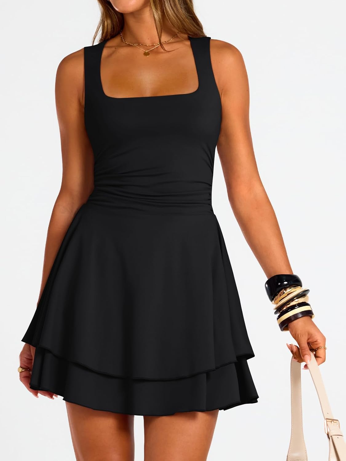 Detalle 2 de Trendy Queen Square Neck Ruched Mini Dress