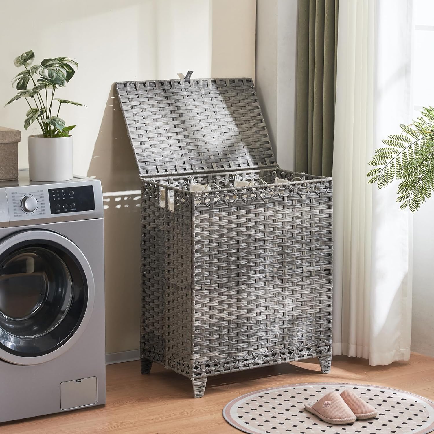 Thumbnail 1 de Laundry Hamper 190L 3-Section with Lid