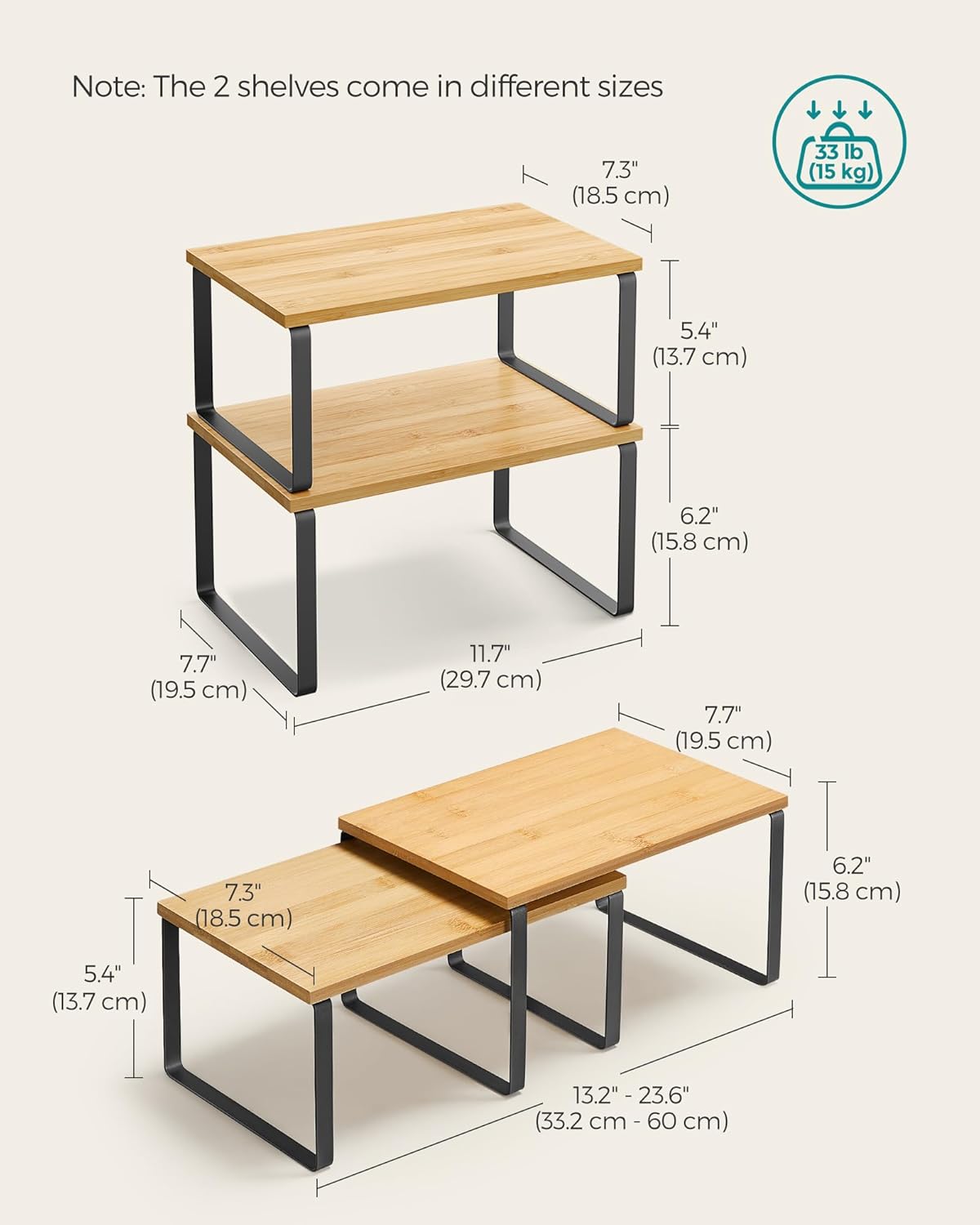 Detalle de SongMics Spice Rack Set of 2 Cupboard Shelf Organiser