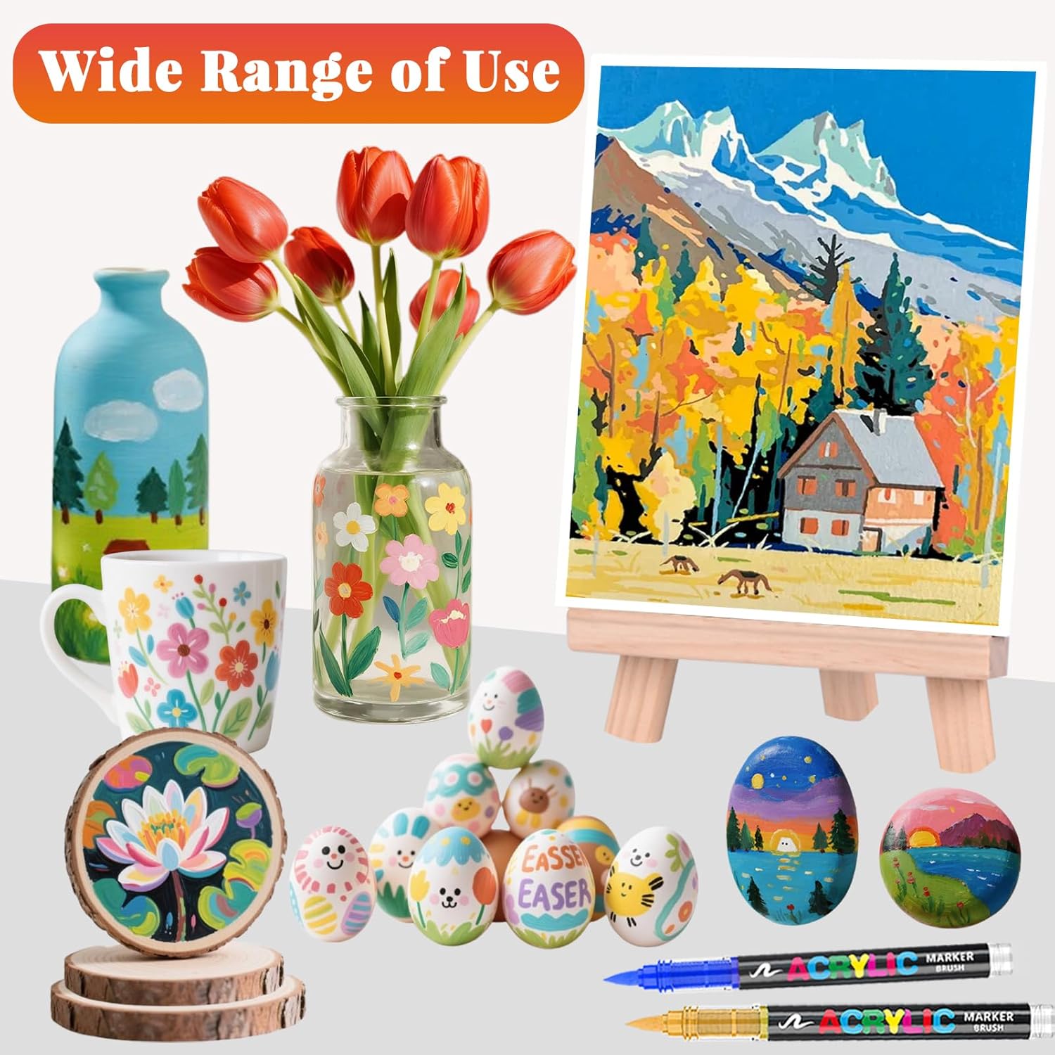 Thumbnail 5 de Funnasting 72 Colours Acrylic Paint Pens (Soft Brush Tip) – acrylic marker set for glass, fabric, rocks and DIY crafts