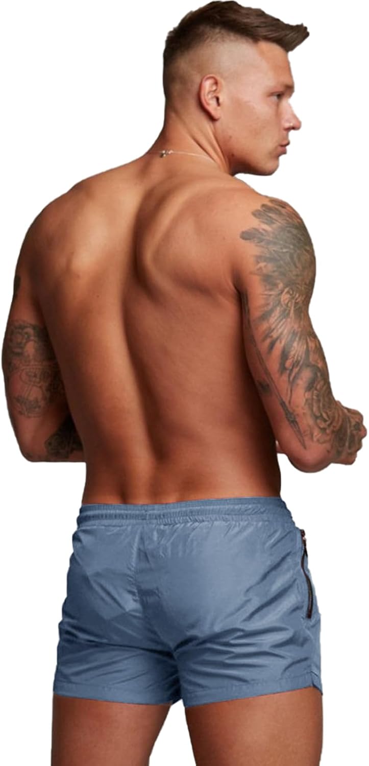 Detalle 2 de EDOTON Herren Badehose – vielseitige Badeshorts mit Reißverschlusstaschen, elastischem Bund und verstellbarem Tunnelzug