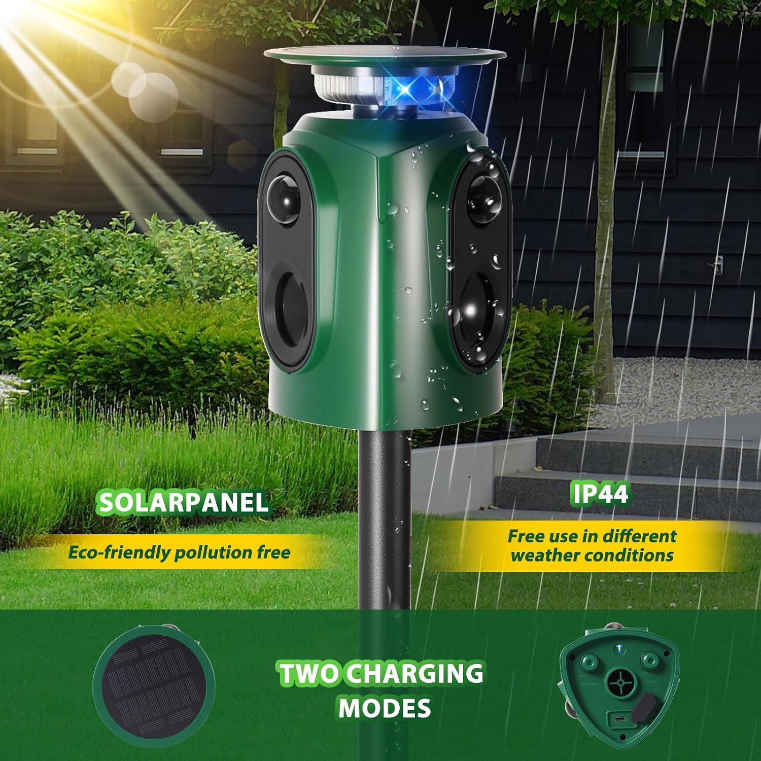 Detalle 1 de PCXWTLN HA-PEL-51225-3 kattenverjager met PIR-detectie en 360° bereik