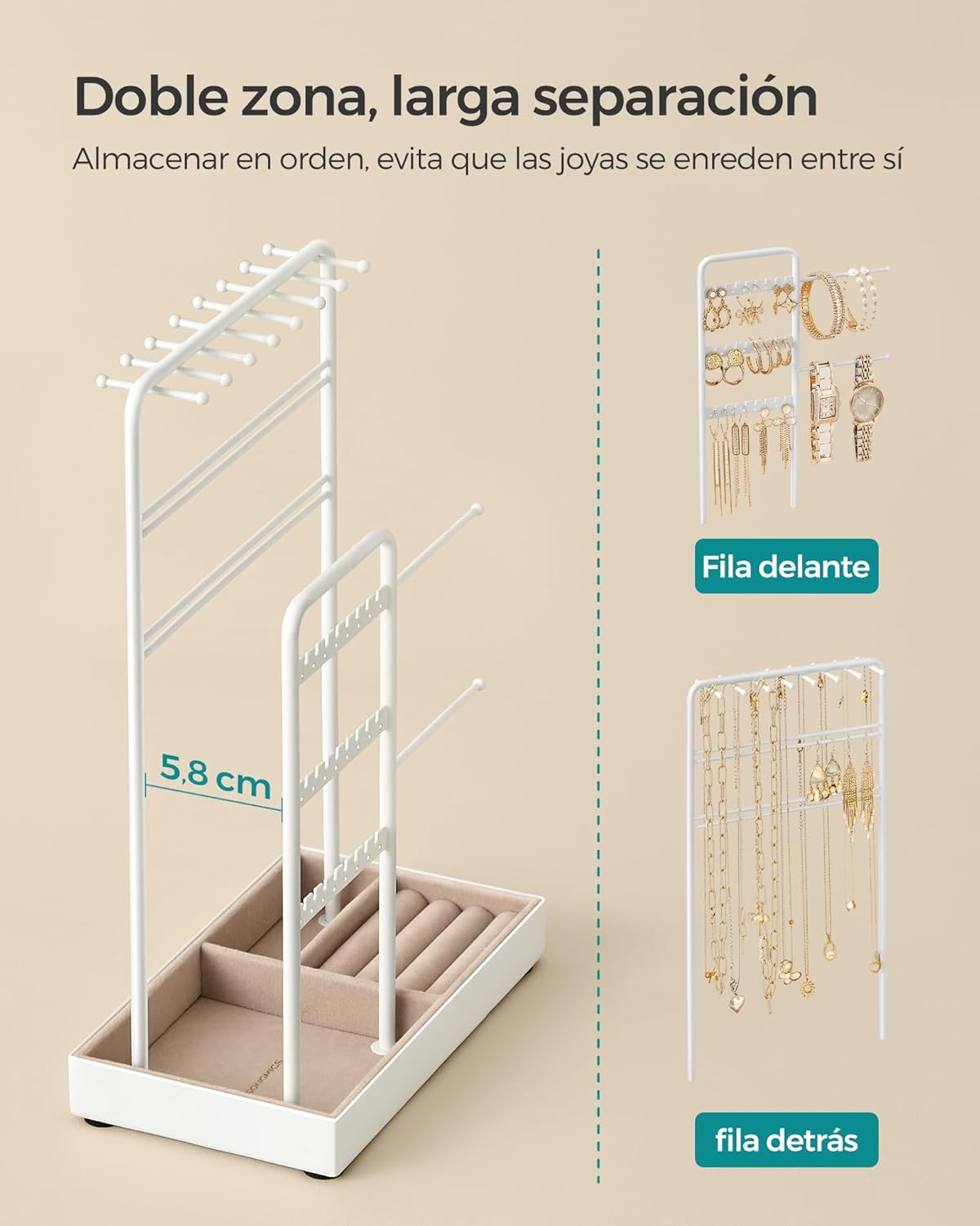 Detalle de SONGMICS soporte de joyas JJS021W01, 30 cm