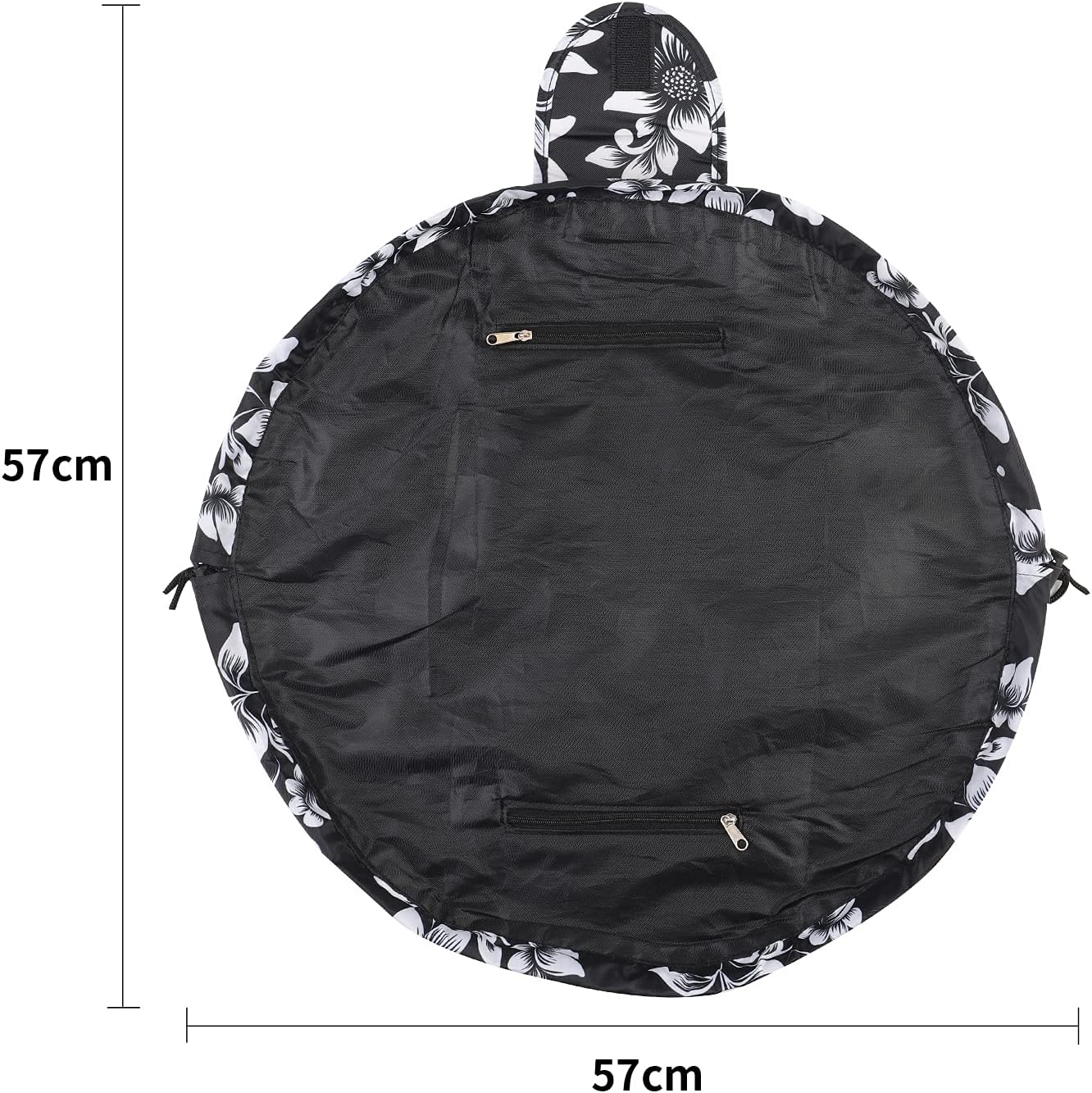 Detalle 2 de Lazy Drawstring Makeup Bags (Large Capacity) — Oxford Canvas Waterproof Travel Cosmetic Pouch, Black Floral