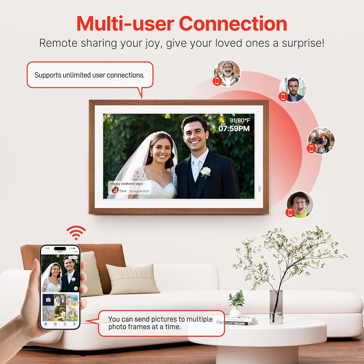 Thumbnail 6 de FANGOR 21.5" Large Digital Picture Frame with WiFi, 64GB Storage, Remote, Auto-Rotate