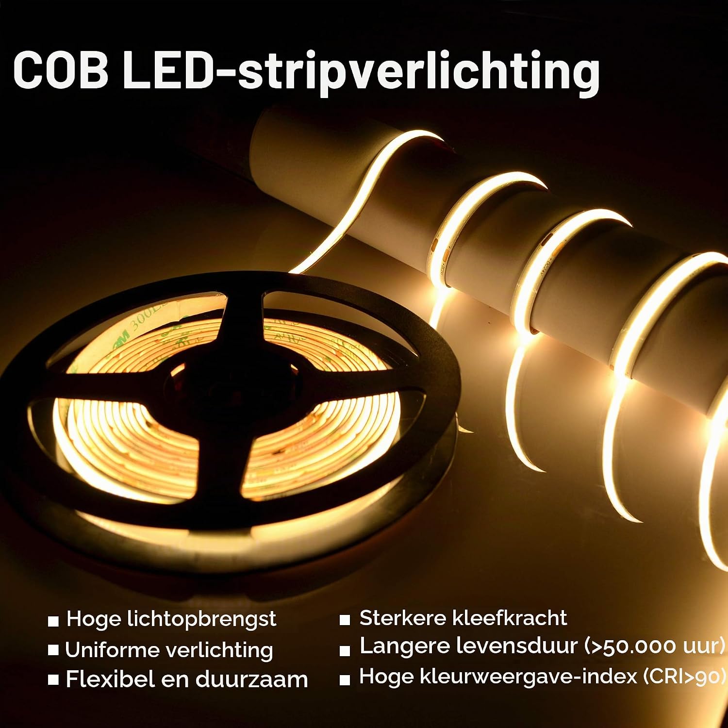 Detalle 2 de BERIXDEEP TT-F5KD-LD4D COB LED-strip 5 m, 2700 K, 480 leds/m, 24 V
