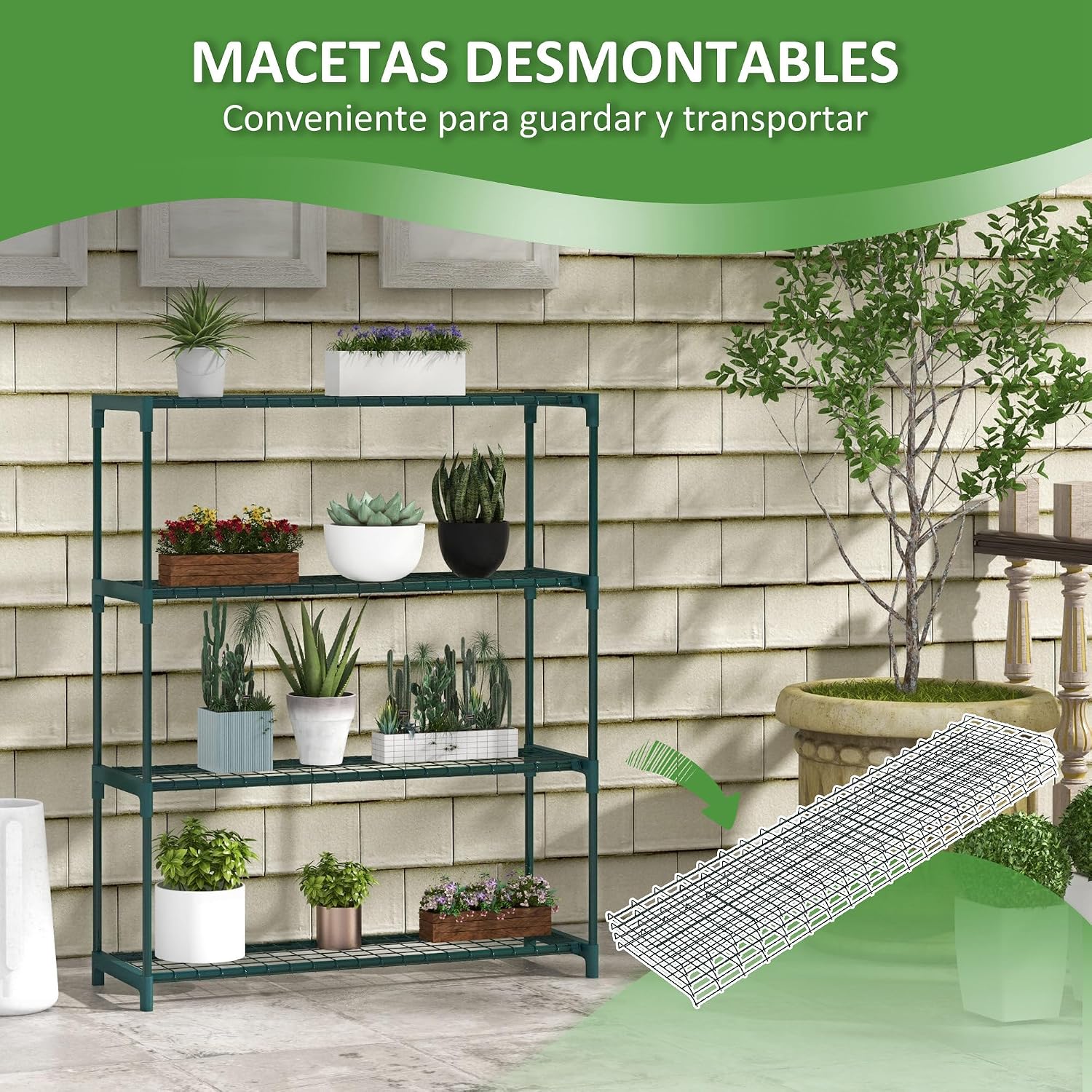 Detalle de Outsunny Estantería para Plantas 4 niveles