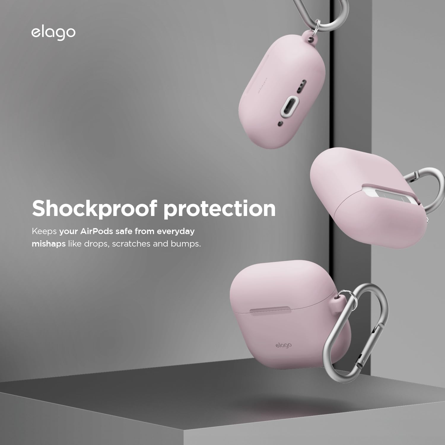 Thumbnail 3 de elago Coque en silicone pour étui AirPods 4 avec mousqueton inclus (mauve)