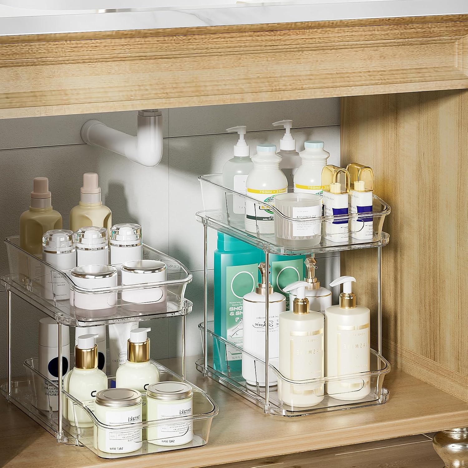 Detalle de Delamu 2-Tier Under Sink Organizers, 2-Pack ⚙