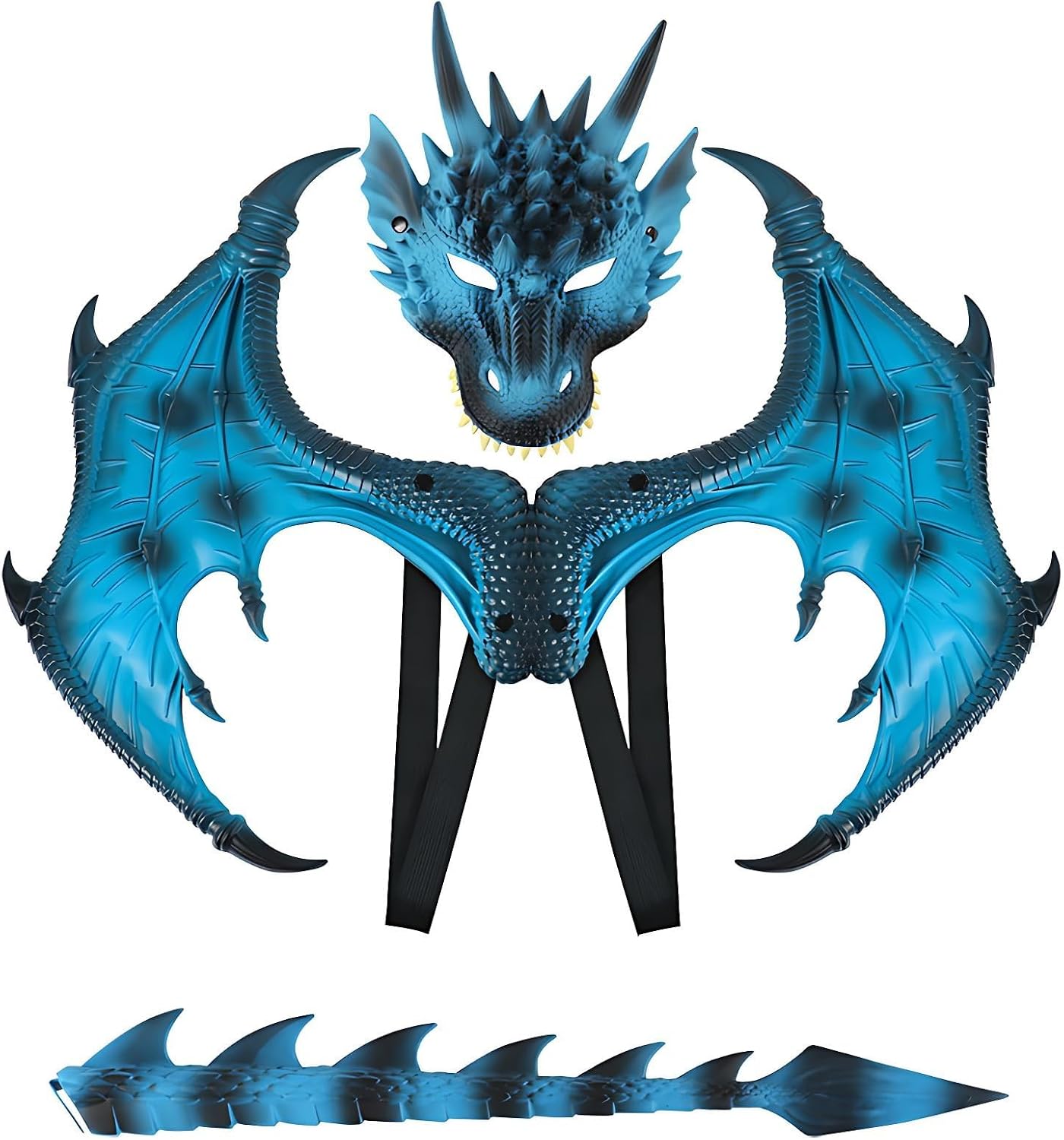 Detalle de CRTEPST Dragon Costume for Kids, Ice Blue Mask, Wings and Tail