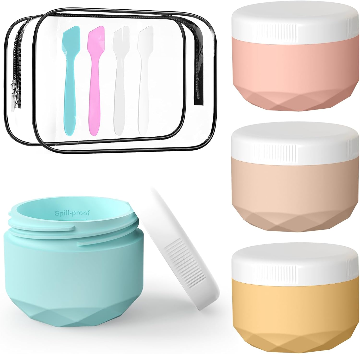 Thumbnail 6 de WLEAD 4 Stück Tiegel aus Silikon, 50 ml – TSA-zugelassen, auslaufsicher, BPA-frei