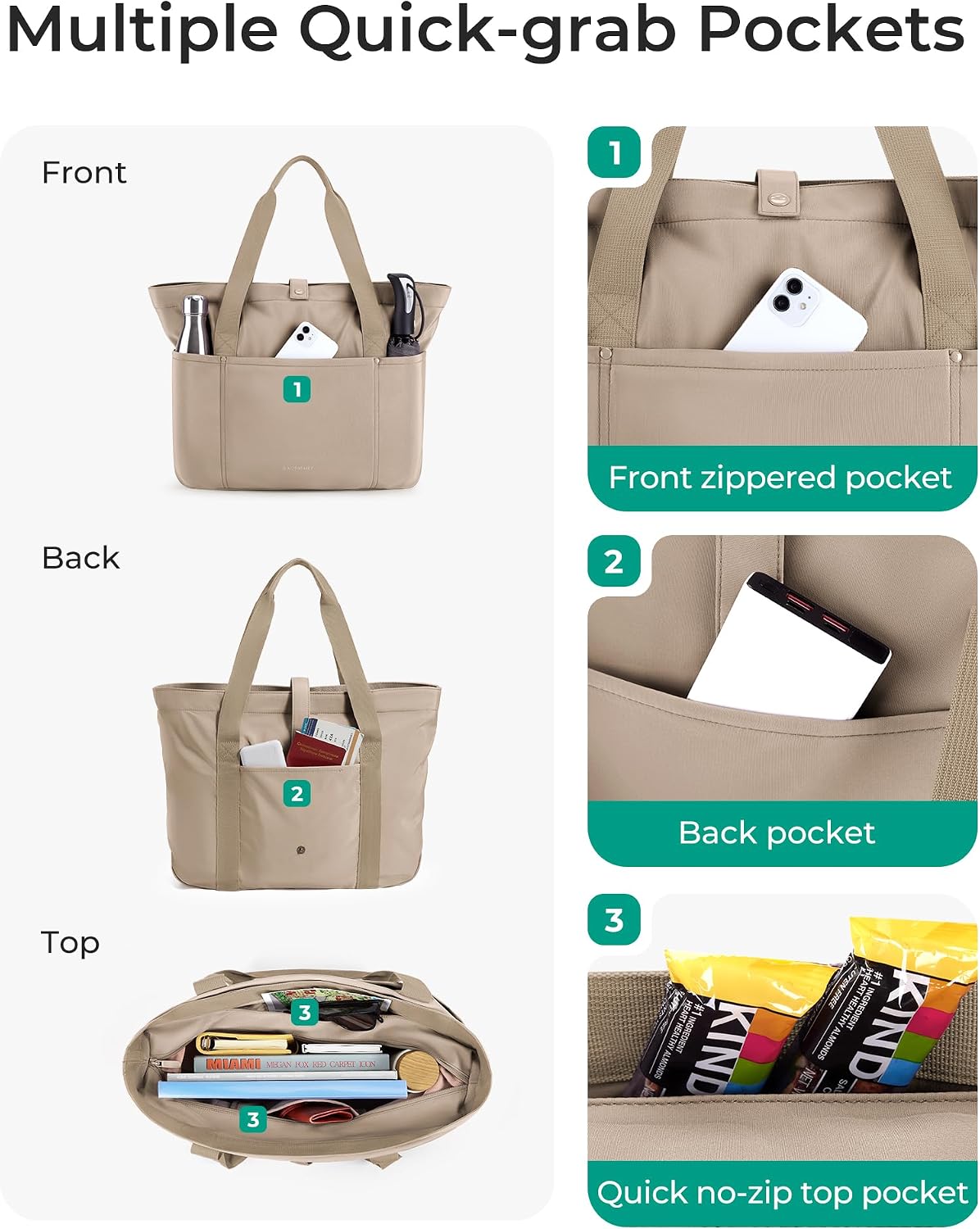 Detalle de bagsmart Large Foldable Tote Bag for Women