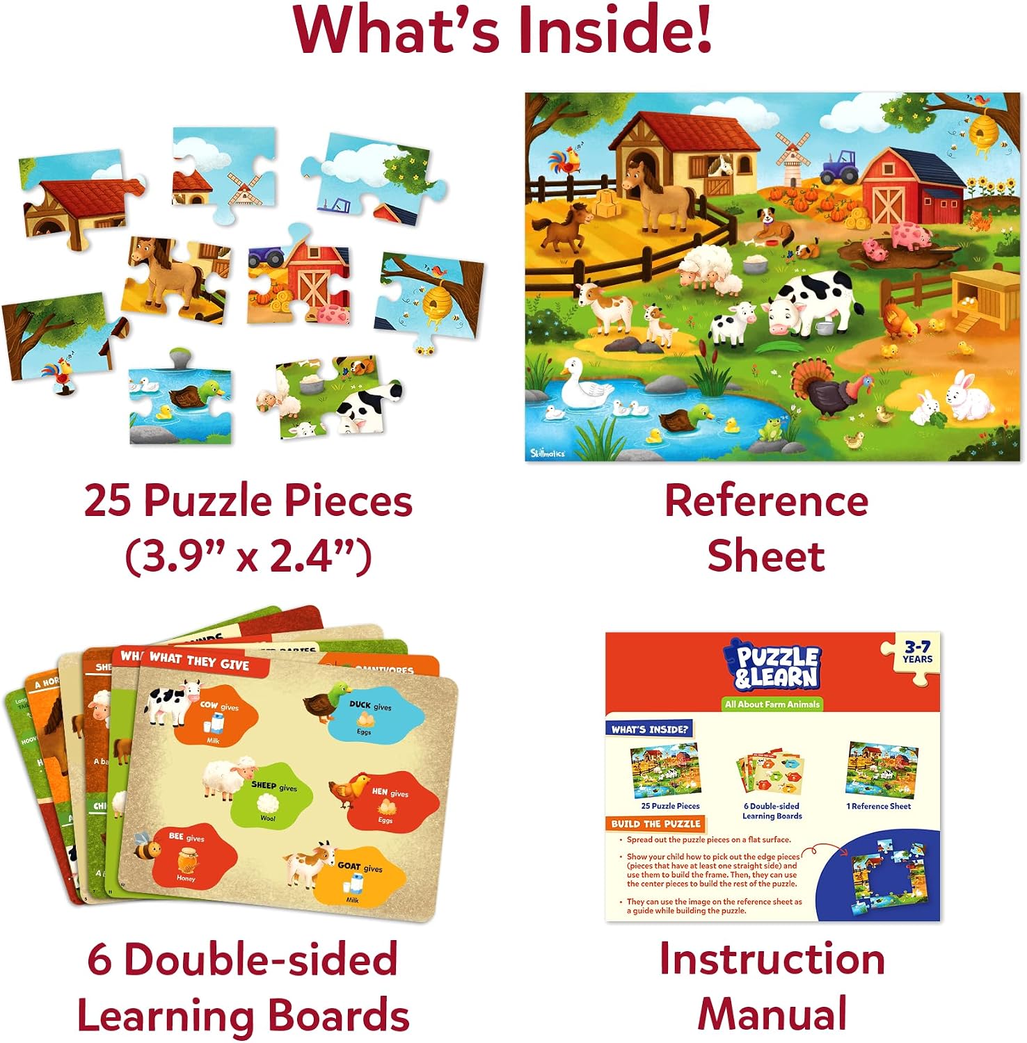 Detalle de Skillmatics Farm Animal Puzzle, 25-Piece