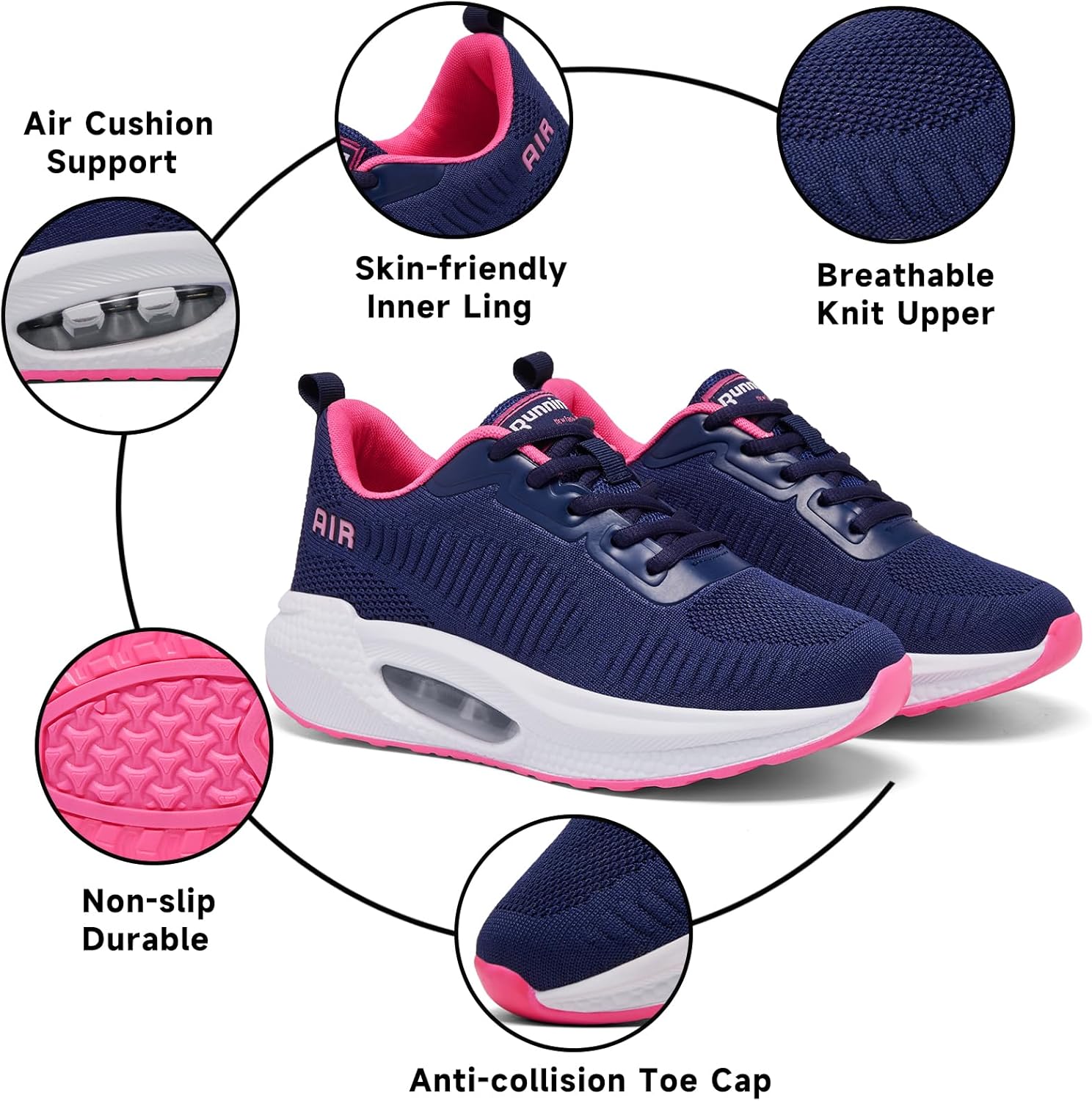 Detalle 2 de Zcbstl Women's Orthopedic Trainers with Arch Support and Air Cushion Memory Foam