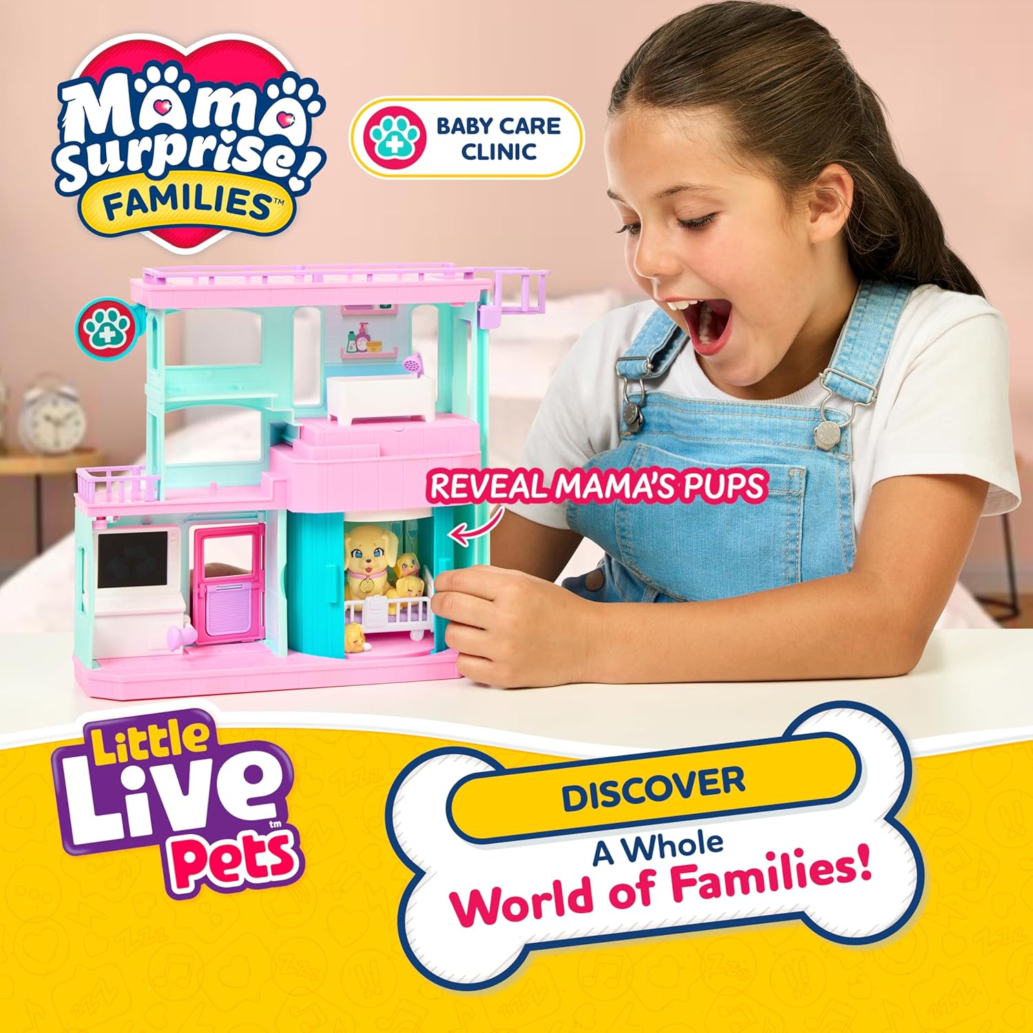 Thumbnail 1 de Little Live Pets Mama Surprise Families: Baby-Klinik-Spielset mit 3 Retriever-Welpen – magisch und vielseitig