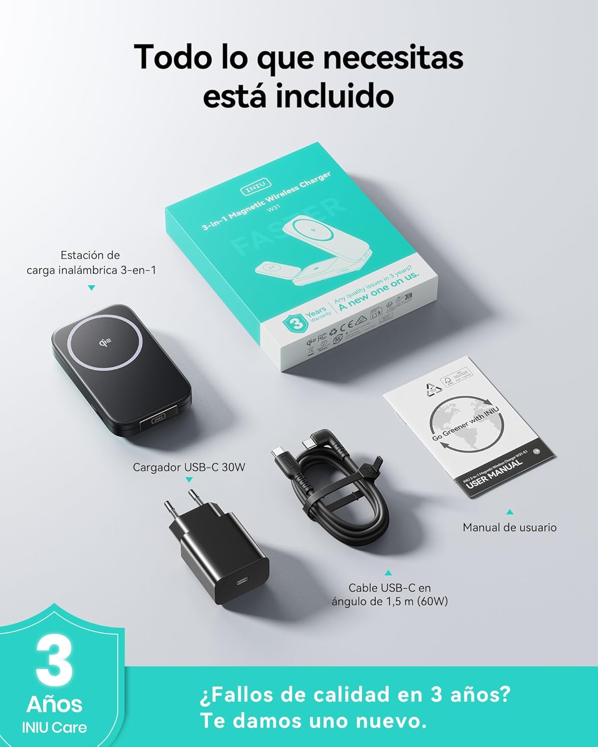 Thumbnail 5 de INIU Cargador Inalámbrico 3 en 1 15W MagSafe