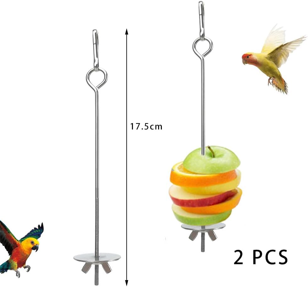 Thumbnail 6 de 2 Pcs Parrot Skewer Feeder – Stainless Steel Bird Fruit Skewers for Budgie, Parakeet & Cockatiel
