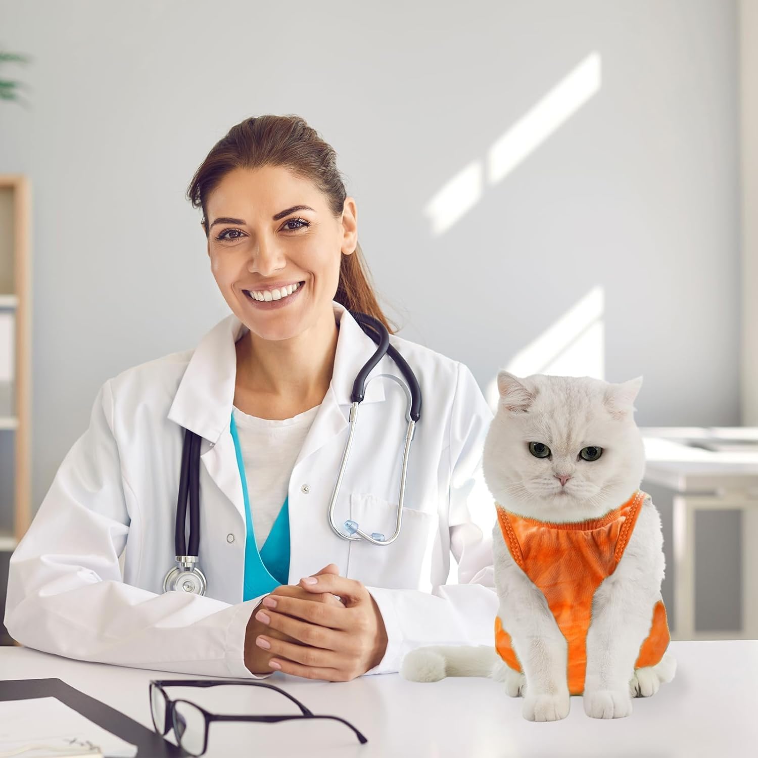 Detalle de Avont Katzenbody nach OP Erholungsanzug | Modal Recovery Suit für Katzen
